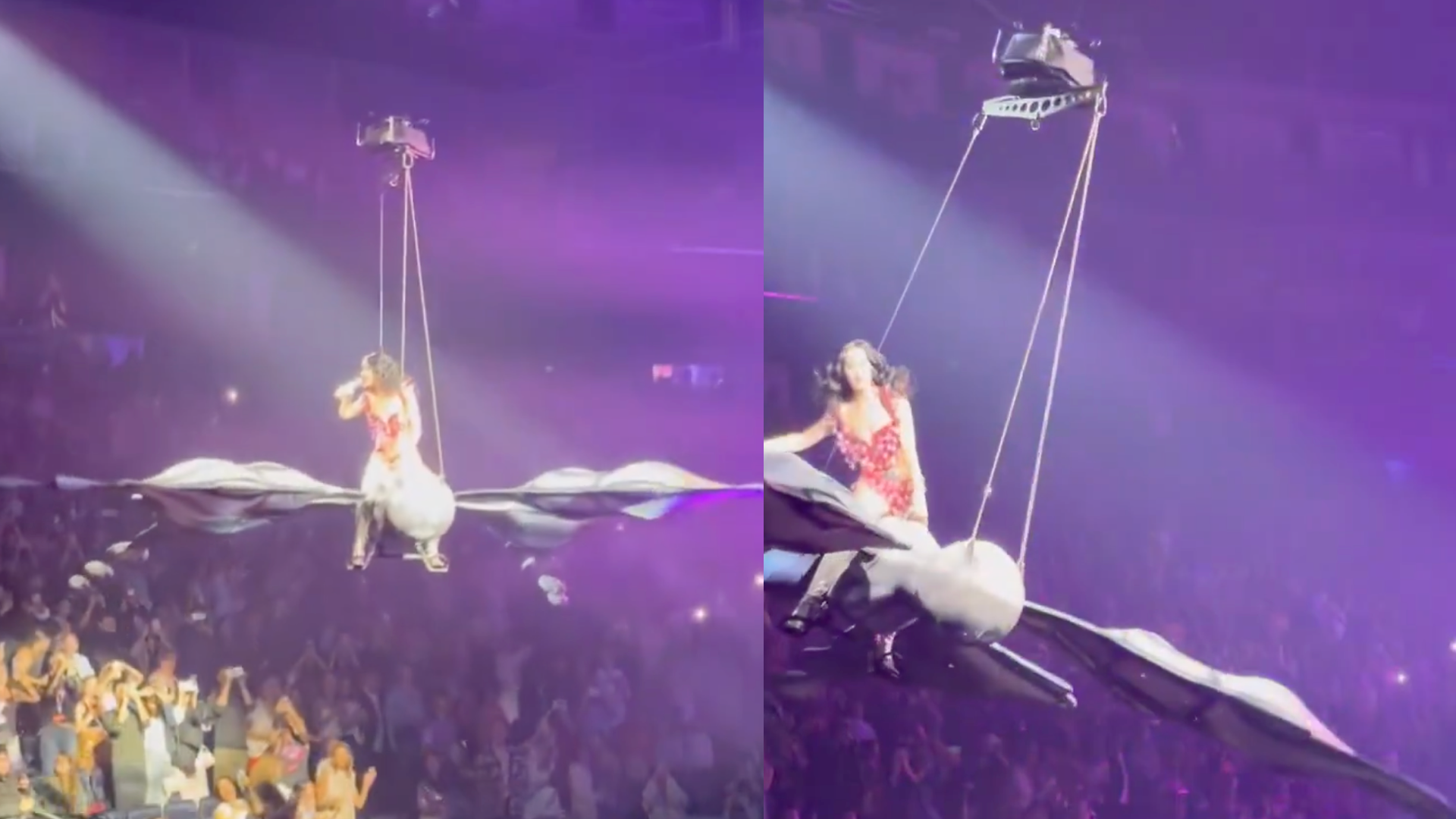 Katy Perry Nearly Falls Off of Butterfly Prop During Concert