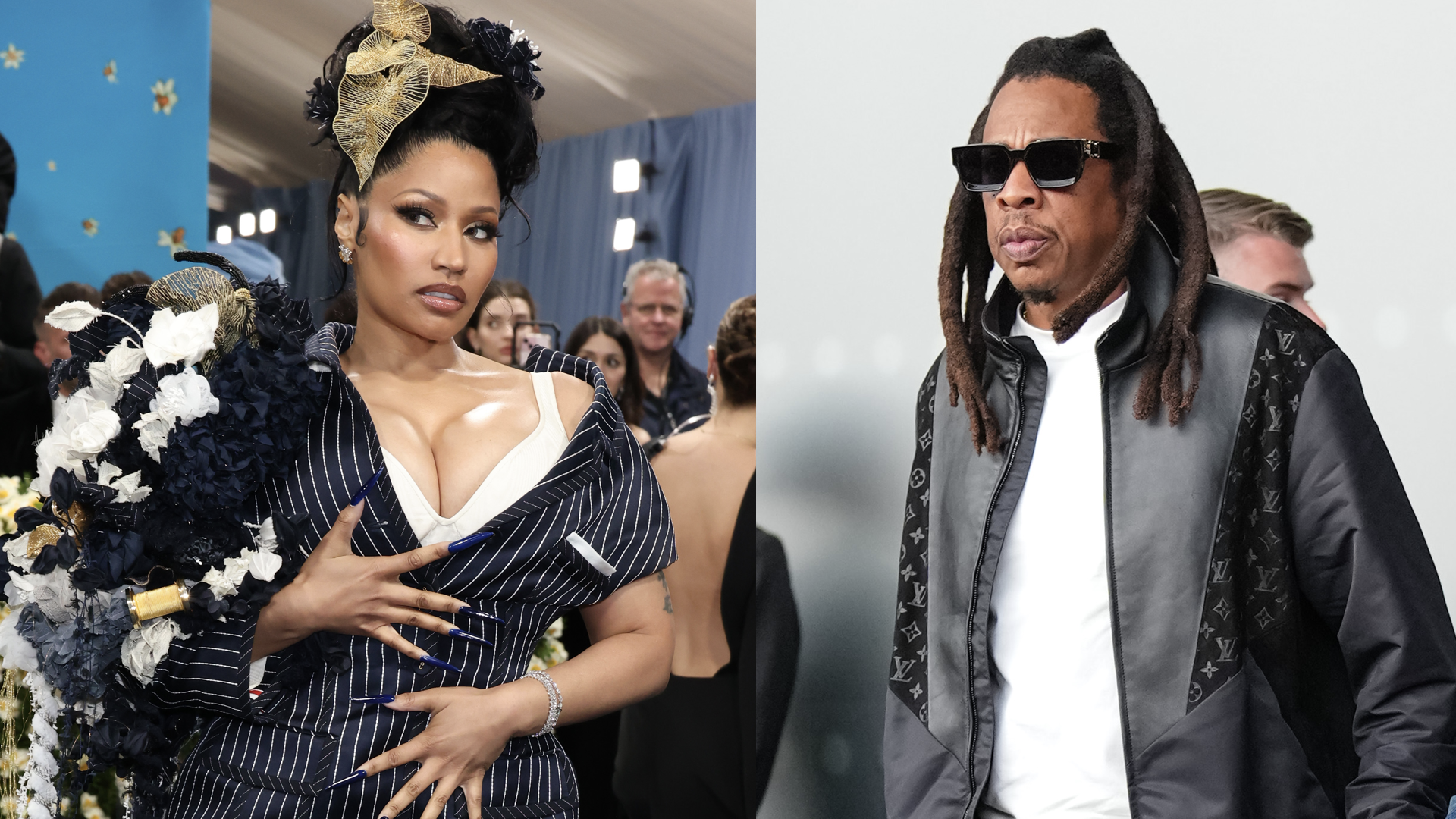 NEW YORK, NEW YORK - MAY 05: Nicki Minaj attends the 2025 Met Gala Celebrating "Superfine: Tailoring Black Style" at Metropolitan Museum of Art on May 05, 2025 in New York City. 
PARIS, FRANCE - JUNE 24: Jay-Z and Beyoncé Knowles / Beyonce attend the Louis Vuitton Menswear Spring/Summer 2026 show as part of Paris Fashion Week on June 24, 2025 in Paris, France.