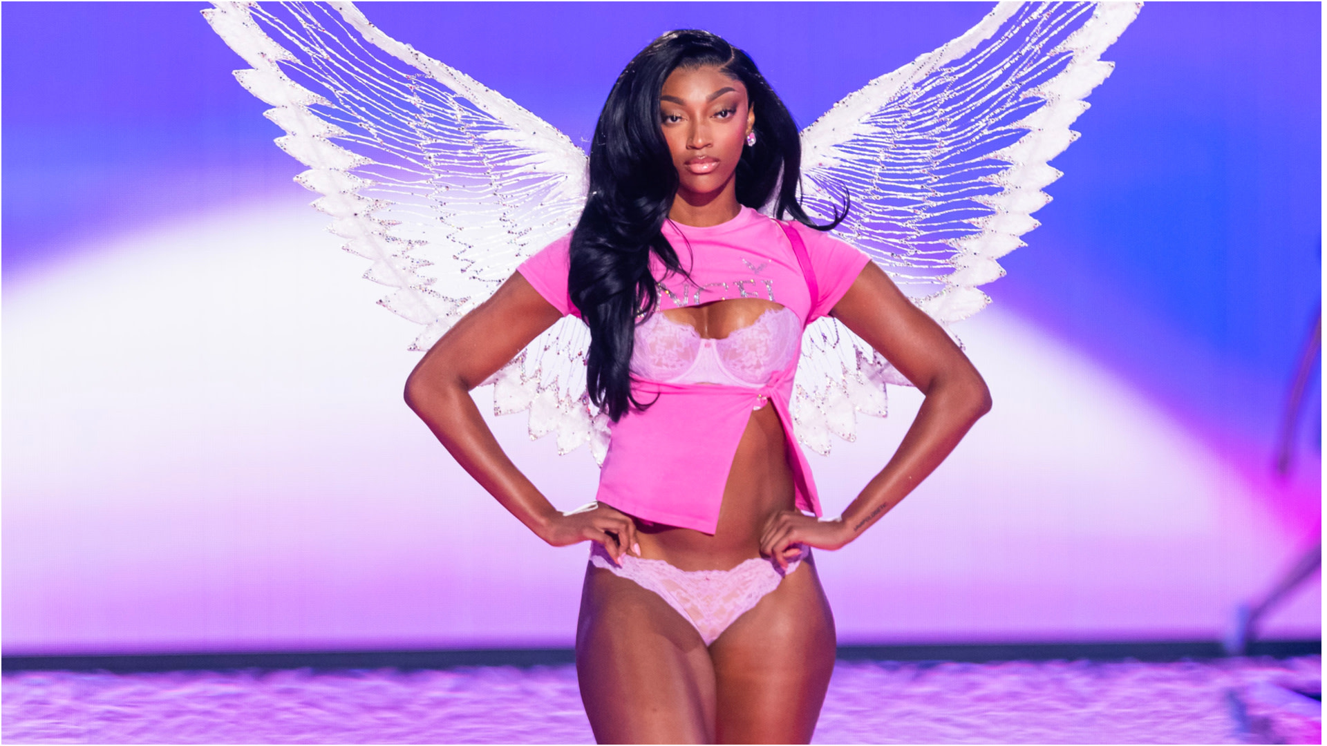 <div>Angel Reese Stuns in Photos Wearing Wings in Victoria's Secret Fashion Show</div>