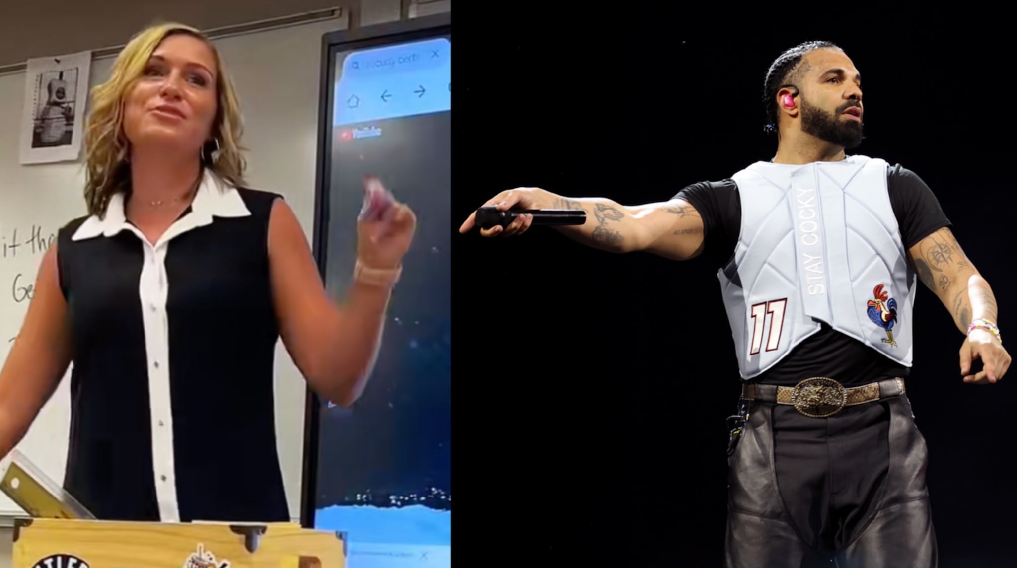 Math teacher Miss Kacz and Drake
