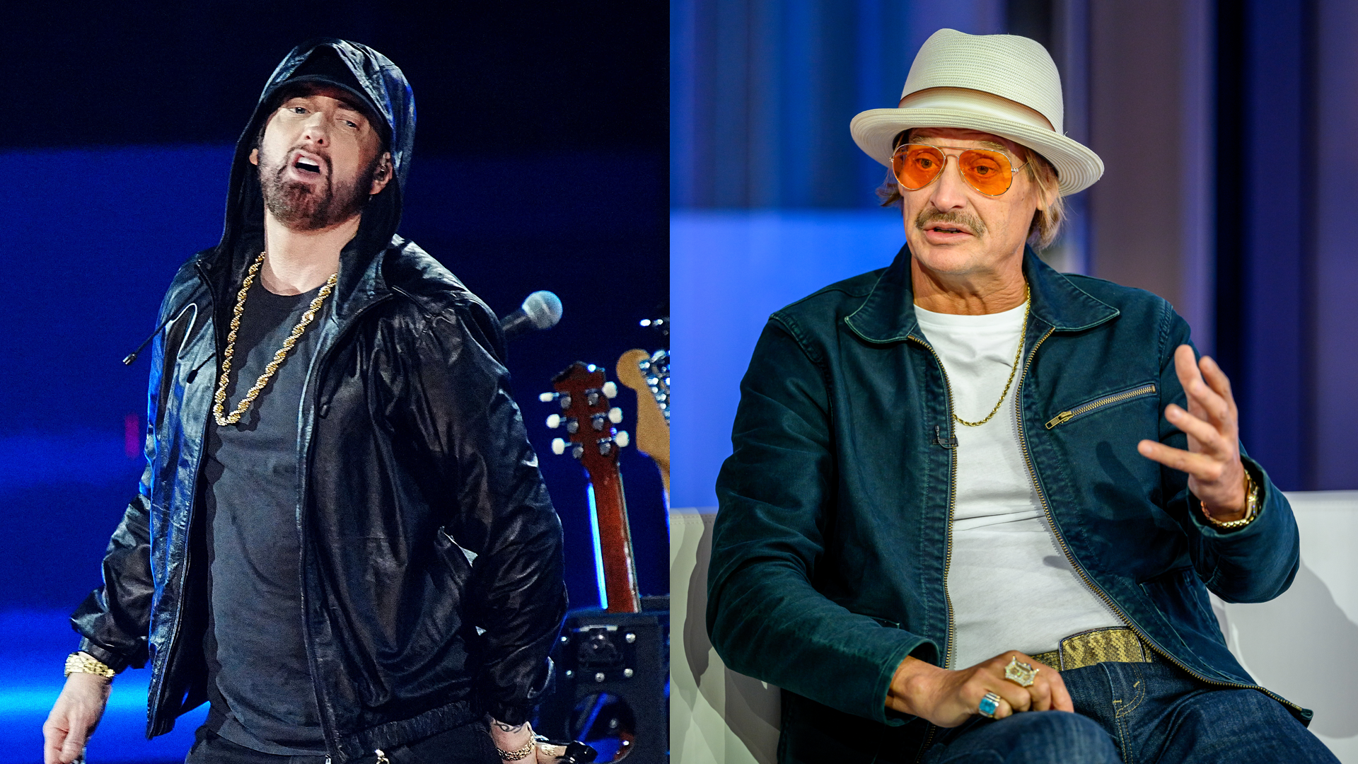 (L-R) Eminem and Kid Rock.
