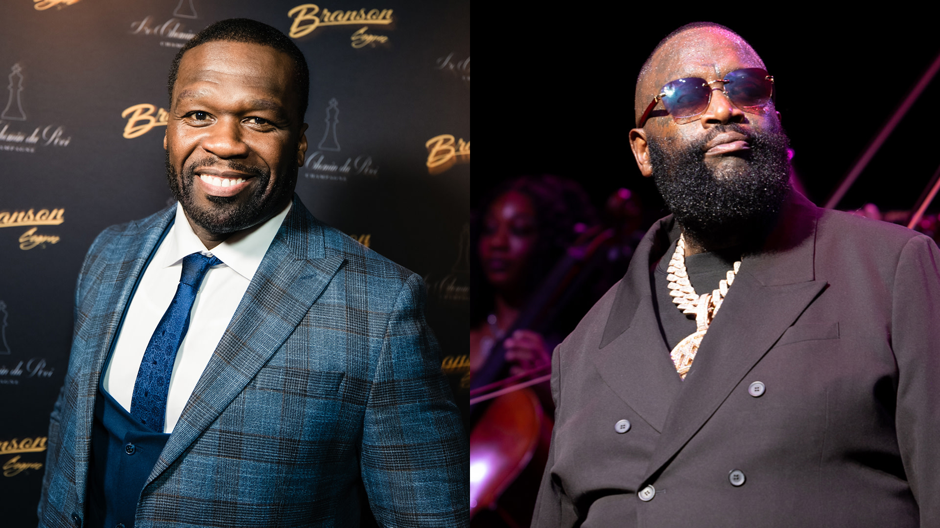 (L-R) 50 Cent and Rick Ross.