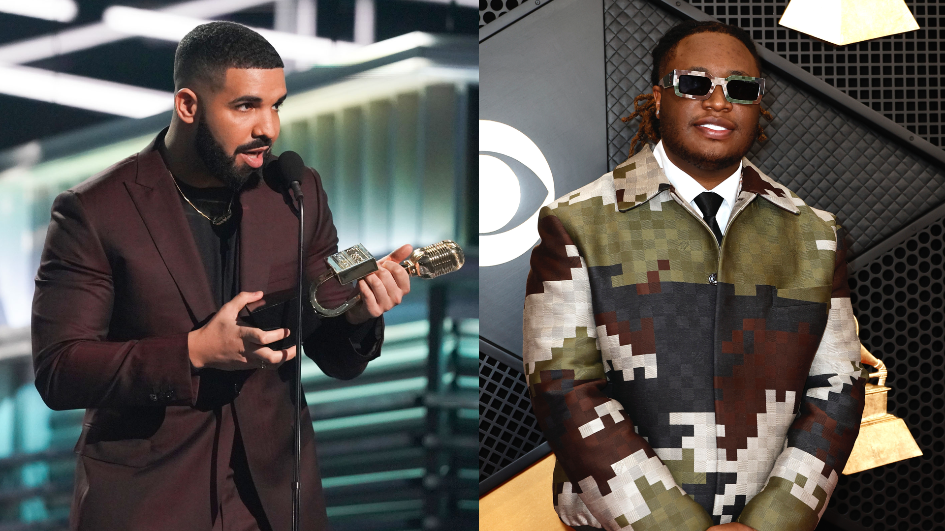 (L-R) Drake and Tay Keith.