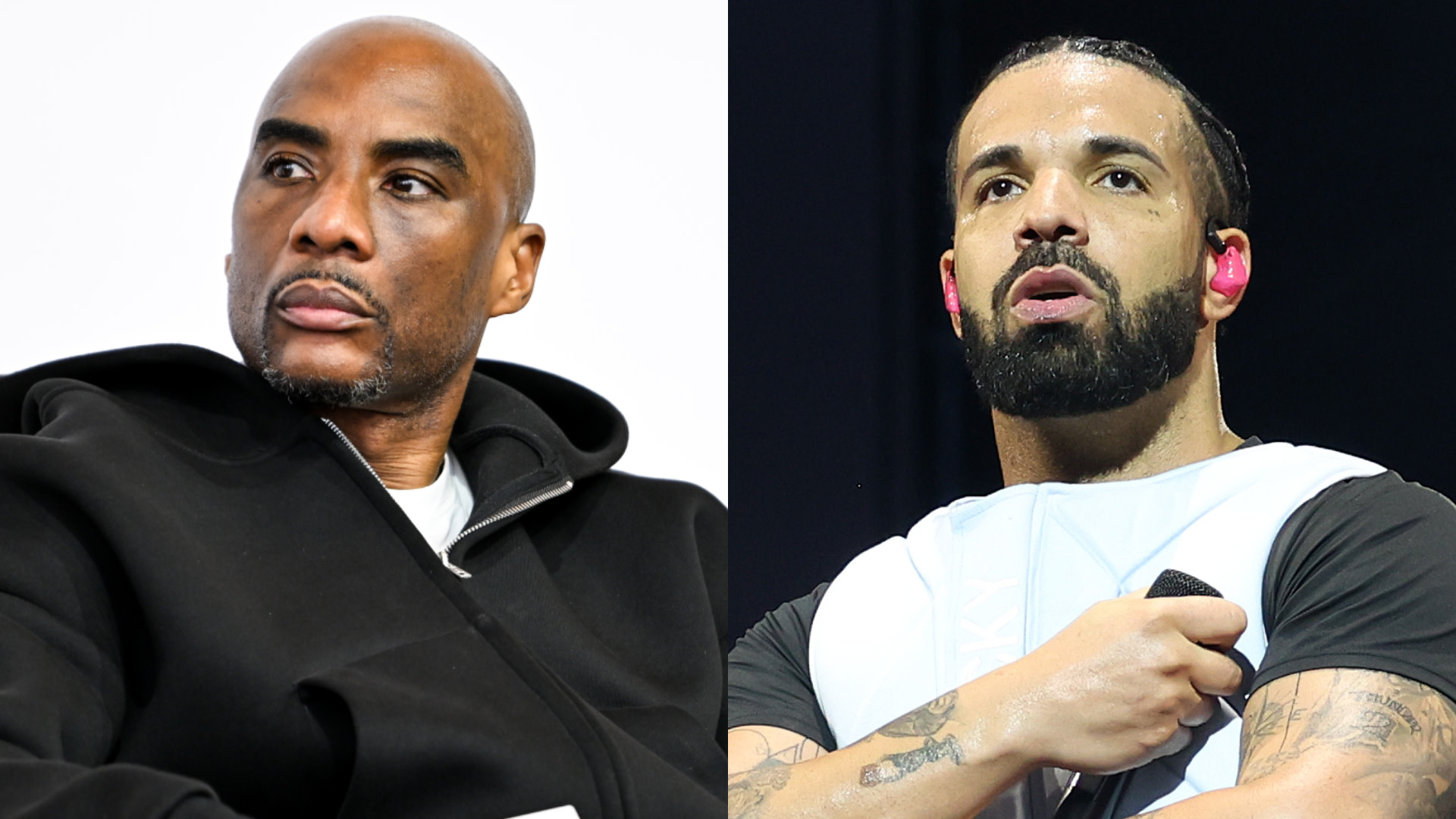 (L-R) Charlamagne Tha God and Drake.