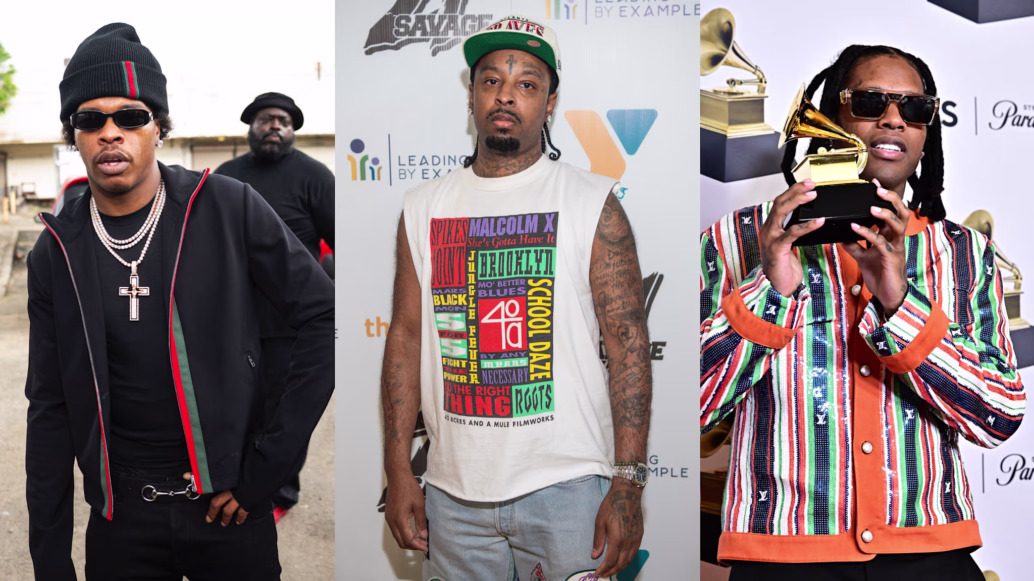 STONE MOUNTAIN, GEORGIA - AUGUST 2: Rapper 21 Savage attends 21 Savage presents 10th Annual Issa Back To School Drive at Wade Walker Family YMCA on August 2, 2026 in Stone Mountain, Georgia. 

ATLANTA, GEORGIA - JULY 25: Rapper Lil Baby attends Lil Baby & The Jones Project host 6th Annual Back To School Fest on July 25, 2026 in Atlanta, Georgia. 

Lil Durk poses in the press room with the Grammy for Best Melodic Rap Performance for "All My Life" during the 66th Annual Grammy Awards at the Crypto.com Arena in Los Angeles on February 4, 2024. 
