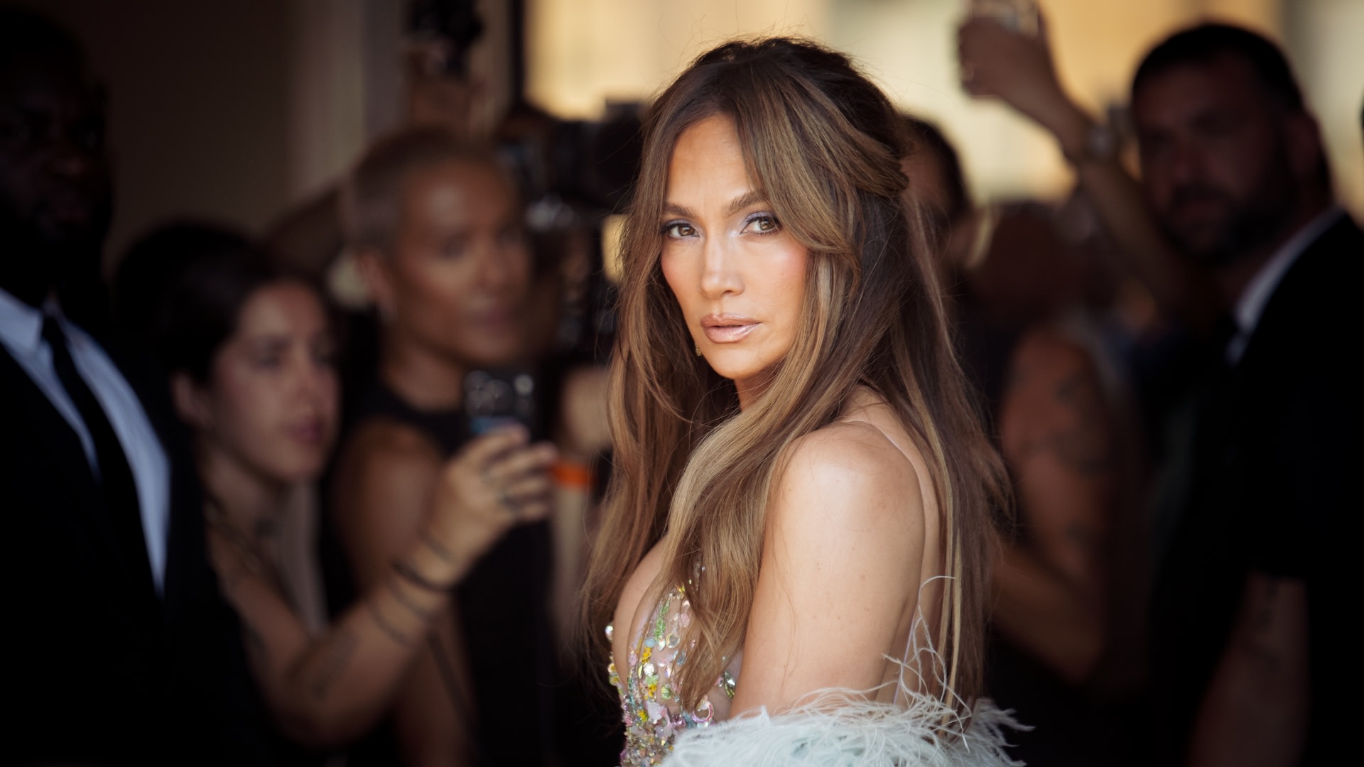 Jennifer Lopez attends Celia Kritharioti show during Day Four of Paris Fashion Week - Haute Couture Fall/Winter 2026/2027 on July 09, 2026 in Paris, France. 