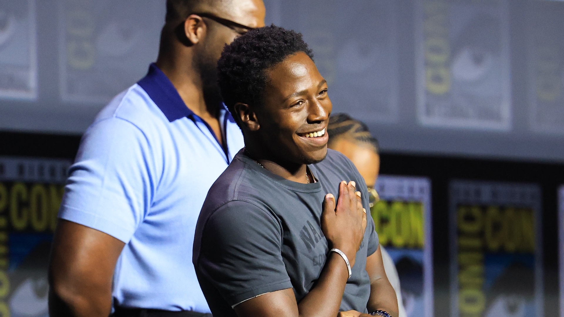 SAN DIEGO, CALIFORNIA - JULY 25: David Jonsson speaks onstage during the 2026 Comic-Con International: San Diego - Marvel Studios Hall H presentation at San Diego Convention Center on July 25, 2026 in San Diego, California.