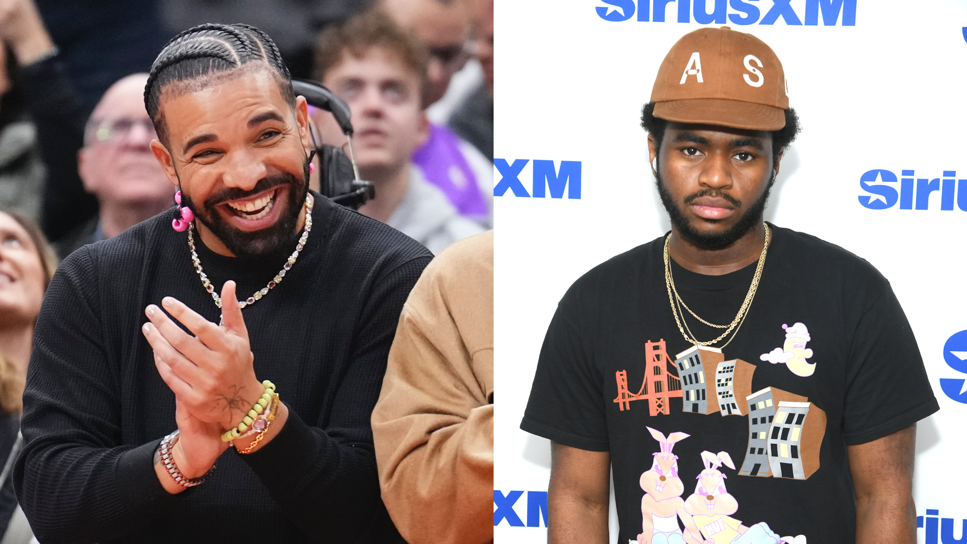 NEW YORK, NEW YORK - AUGUST 13: Ovrkast visits SiriusXM Studios on August 13, 2025 in New York City.  

TORONTO, ON - NOVEMBER 2: Drake smiles during the game between the Toronto Raptors and the Sacramento Kings during the first half of their basketball game at the Scotiabank Arena on November 2, 2024 in Toronto, Ontario, Canada. 