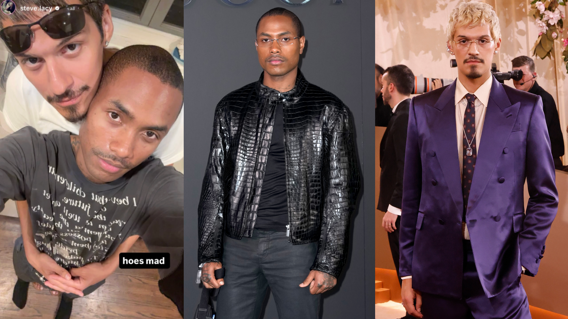Omar Apollo/Instagram
BEVERLY HILLS, CALIFORNIA - JANUARY 11: (FOR EDITORIAL USE ONLY) Omar Apollo attends the 83rd annual Golden Globe Awards at The Beverly Hilton on January 11, 2026 in Beverly Hills, California. 
NEW YORK, NEW YORK - MAY 16: Steve Lacy attends the Gucci 2027 Cruise Collection Show at Times Square on May 16, 2026 in New York City.