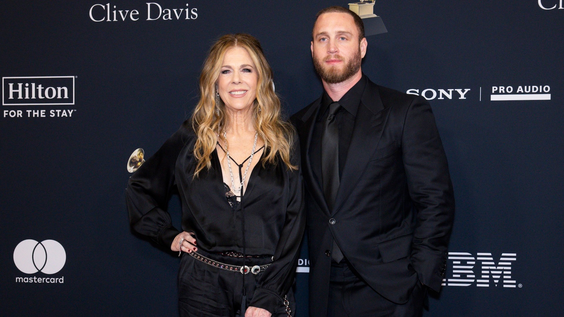 Beverly Hills, CA - January 31, 2026: Rita Wilson, left, and Chet Hanks, right, pose for portraits on the red carpet during the the 68th GRAMMY Awards Pre-GRAMMY Gala & GRAMMY Salute to Industry Icons Honoring Avery Lipman & Monte Lipman at the Beverly Hilton on Saturday, Jan. 31, 2026 in Beverly Hills, CA.