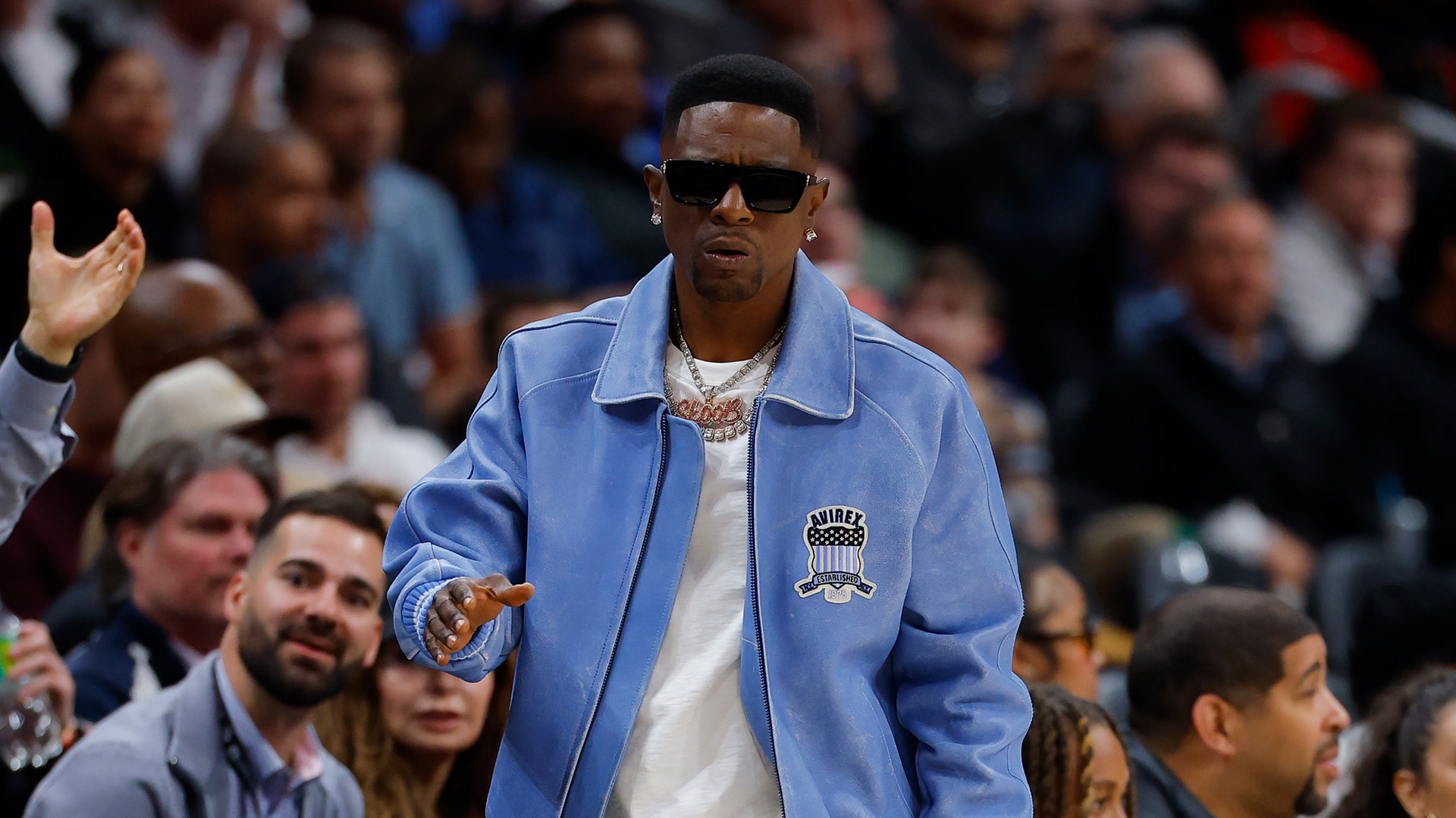 Rapper and entertainer Boosie Badazz attends the game between the Brooklyn Nets and Atlanta Hawks at State Farm Arena on March 12, 2026 in Atlanta, Georgia.