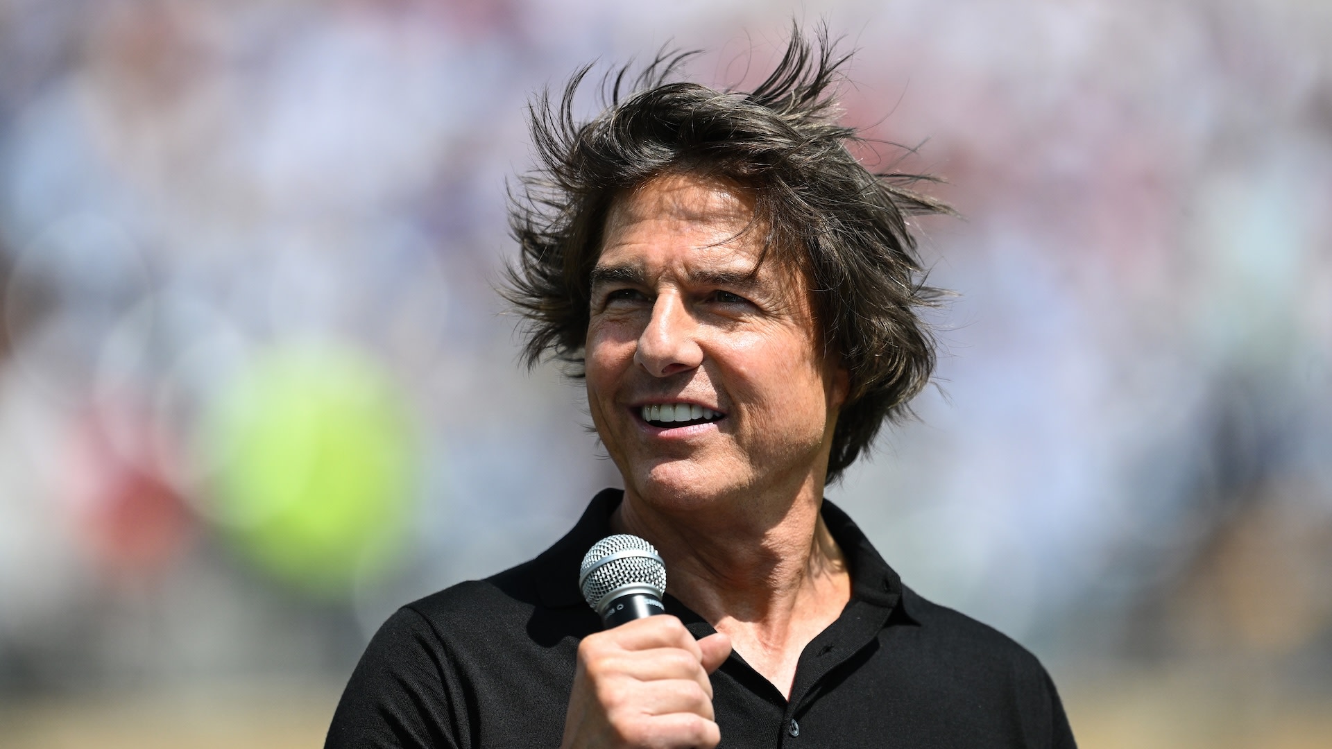 EAST RUTHERFORD, NEW JERSEY - JULY 19: Tom Cruise looks during the FIFA World Cup 2026 Final match between Spain and Argentina at New York New Jersey Stadium on July 19, 2026 in East Rutherford, New Jersey.