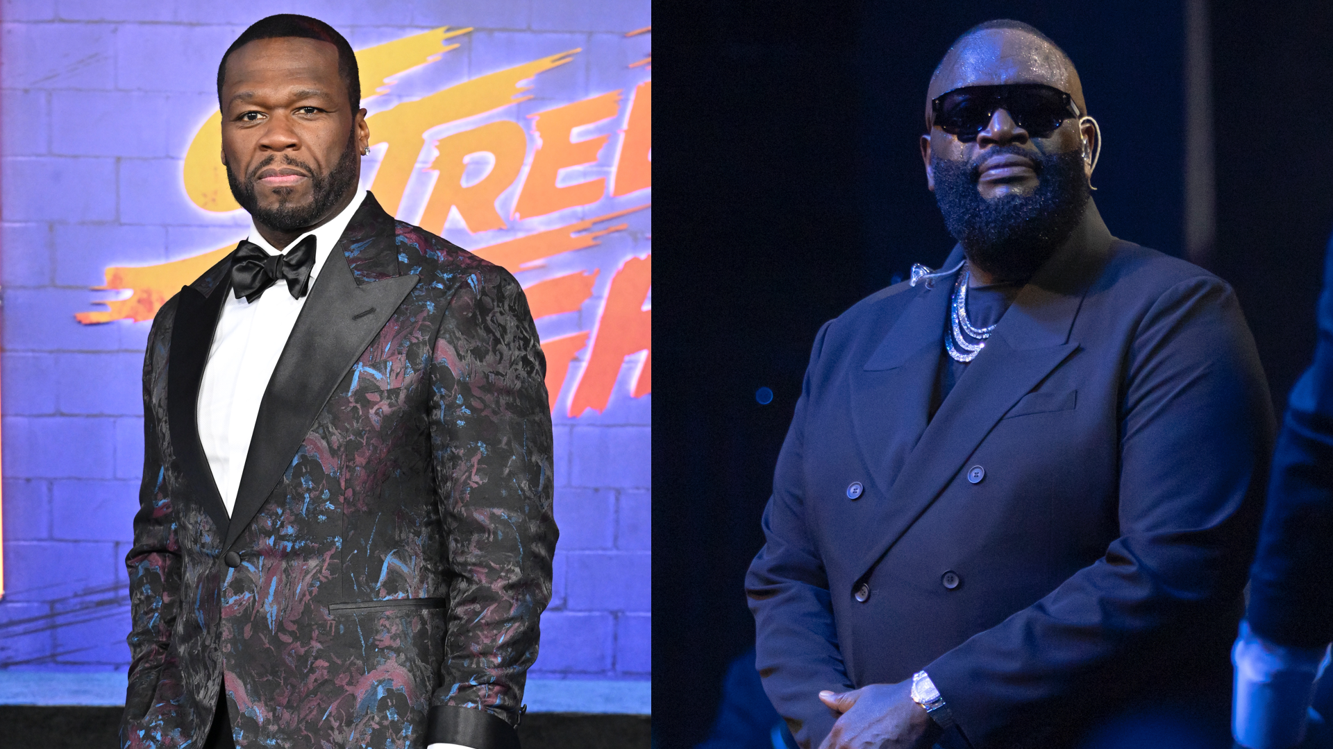 HOLLYWOOD, CALIFORNIA - OCTOBER 12: Curtis '50 Cent' Jackson attends the Los Angeles Premiere of Paramount Pictures "Street Fighter" at TCL Chinese Theatre on October 12, 2026 in Hollywood, California. 

NEW YORK, NEW YORK - JULY 10: Rick Ross performs onstage at the Rick Ross: Port Of Miami Orchestra Reunion Tour at The Beacon Theatre on July 10, 2026 in New York City.