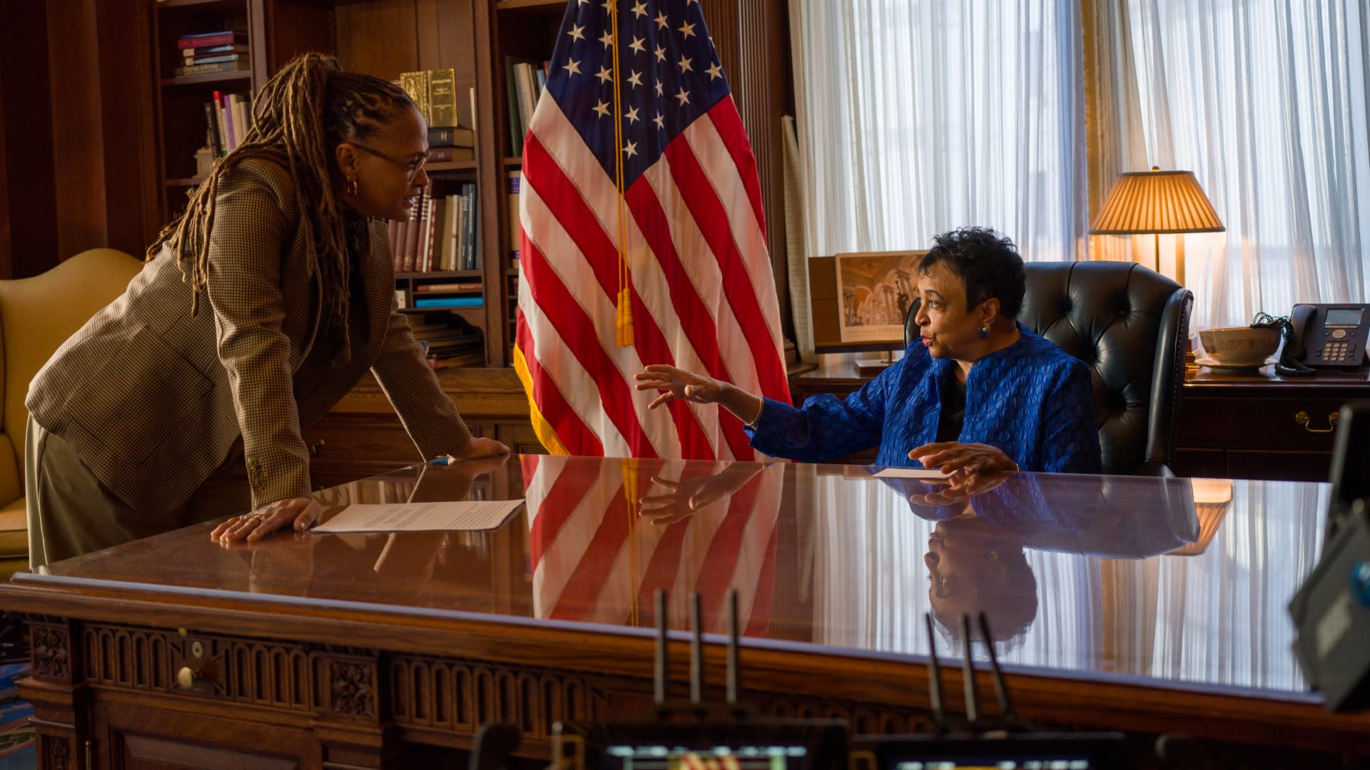 The sitting Librarian of Congress Dr. Carla Hayden with filmmaker Ava DuVernay in Washington, DC in January 2025