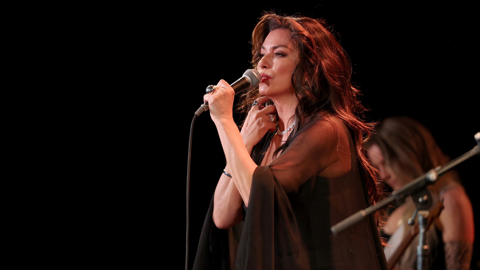 NEW YORK, NEW YORK - JULY 23: Shania Twain performs a special one-night-only performance for SiriusXM to launch exclusive channel at Racket NYC on July 23, 2026 in New York City.