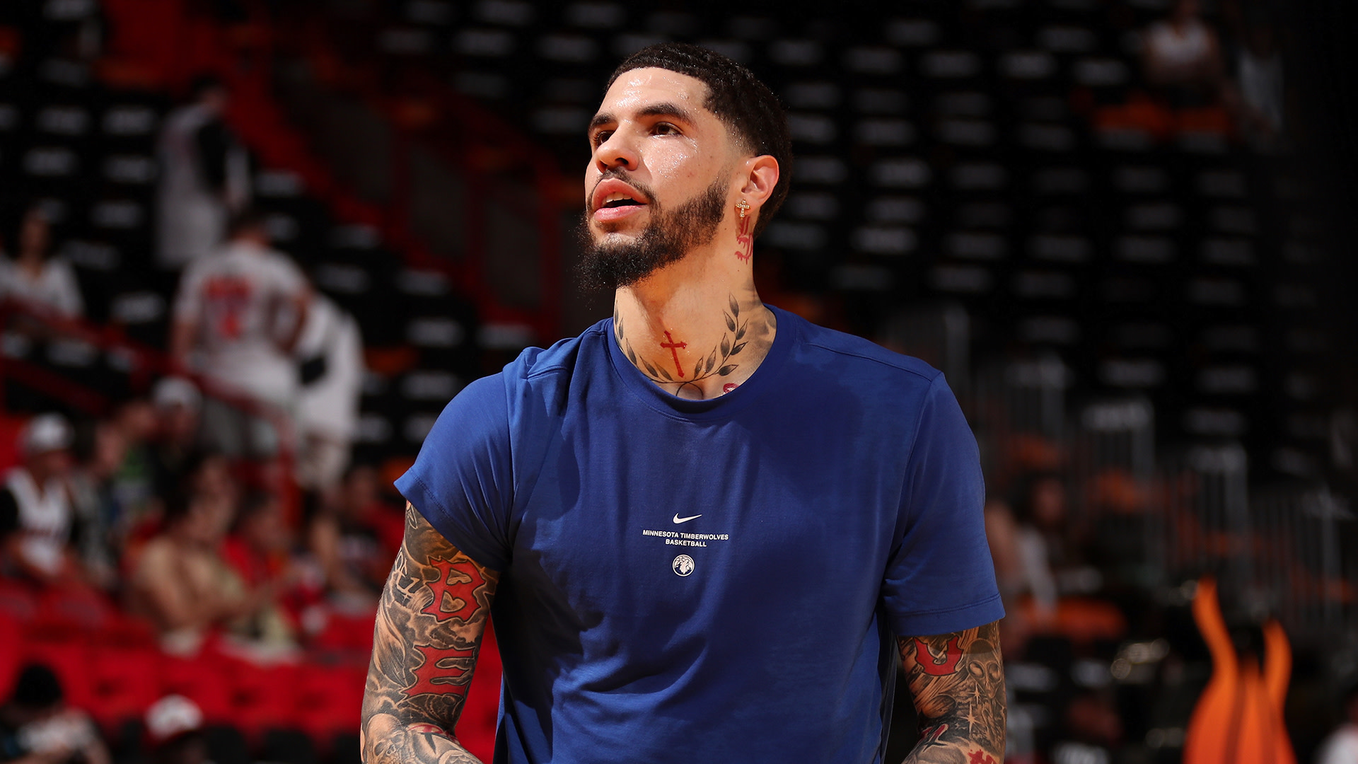 LaMelo Ball #1 of the Minnesota Timberwolves warms up before the game against the Miami Heat on October 21, 2026 at Kaseya Center in Miami, Florida.