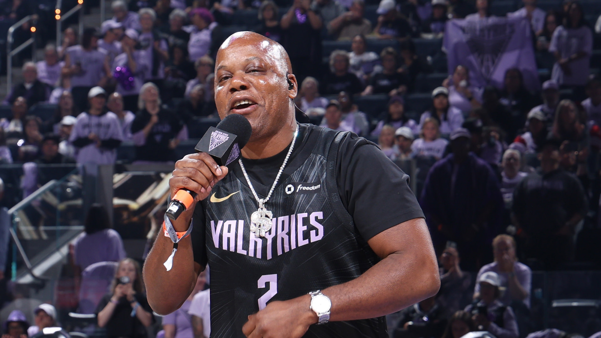 Rapper Too Short performs at halftime during the game between the Dallas Wings and the Golden State Valkyries during Round One Game One of the 2026 WNBA Playoffs on September 27, 2026 at Chase Center in San Francisco, California.