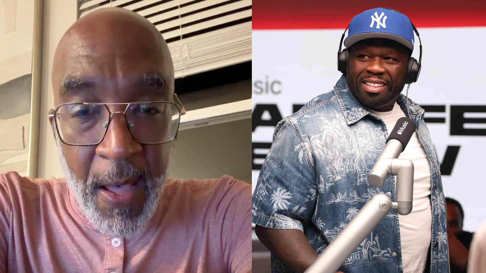 LOS ANGELES, CALIFORNIA - AUGUST 20: 50 Cent during an interview at Apple Music and Complex present VERZUZ Live Match-Up: “R&B Nights” featuring Donell Jones vs. Joe at Apple Music Studios on August 20, 2026 in Los Angeles, California. 