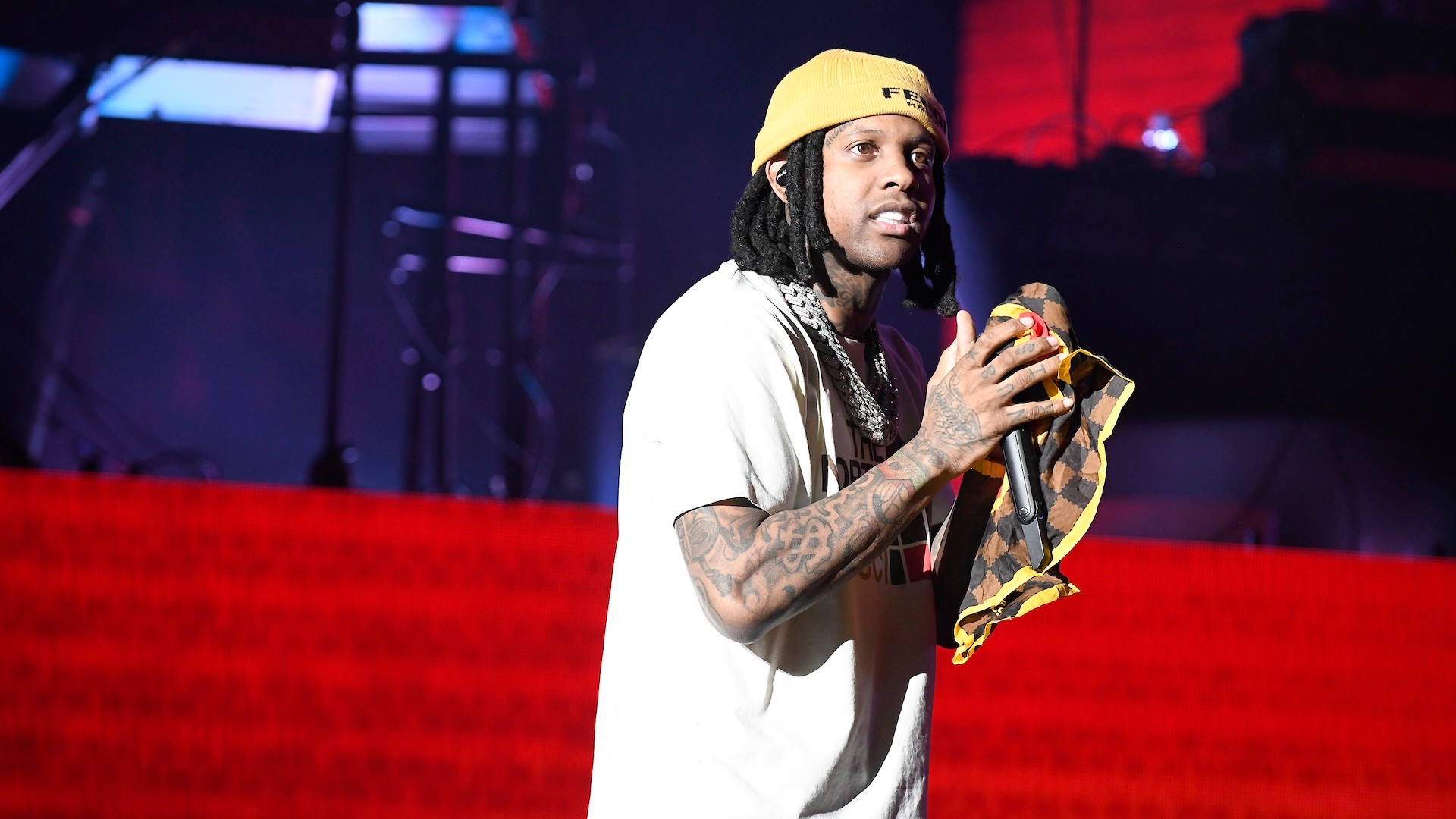 RALEIGH, NORTH CAROLINA - APRIL 01: Lil Durk performs during the 2023 Dreamville Music festival at Dorothea Dix Park on April 01, 2023 in Raleigh, North Carolina. 
