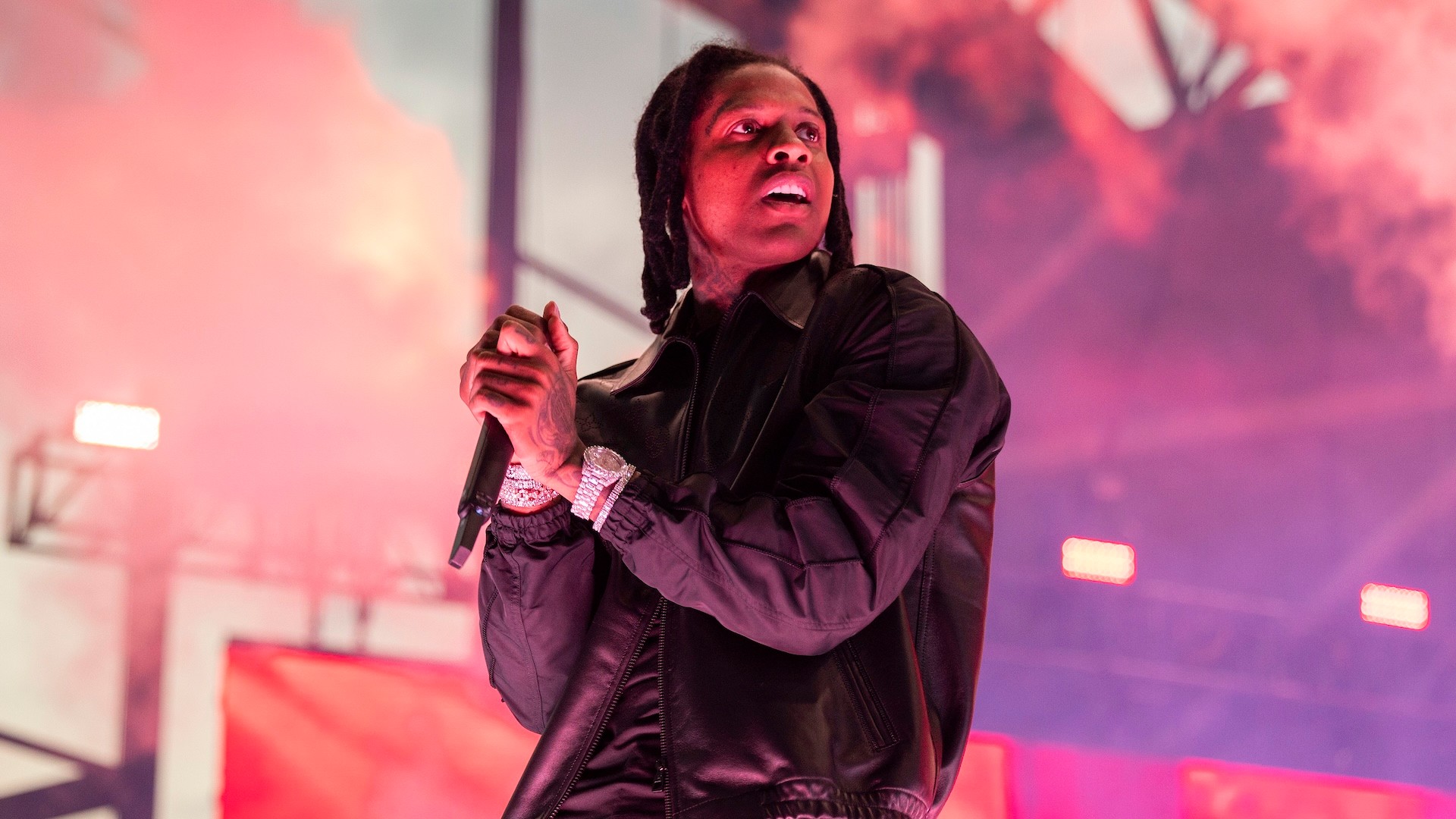 BRIDGEVIEW, ILLINOIS - JUNE 25: Lil Durk performs during the Summer Smash at SeatGeek Stadium on June 25, 2023 in Bridgeview, Illinois.
