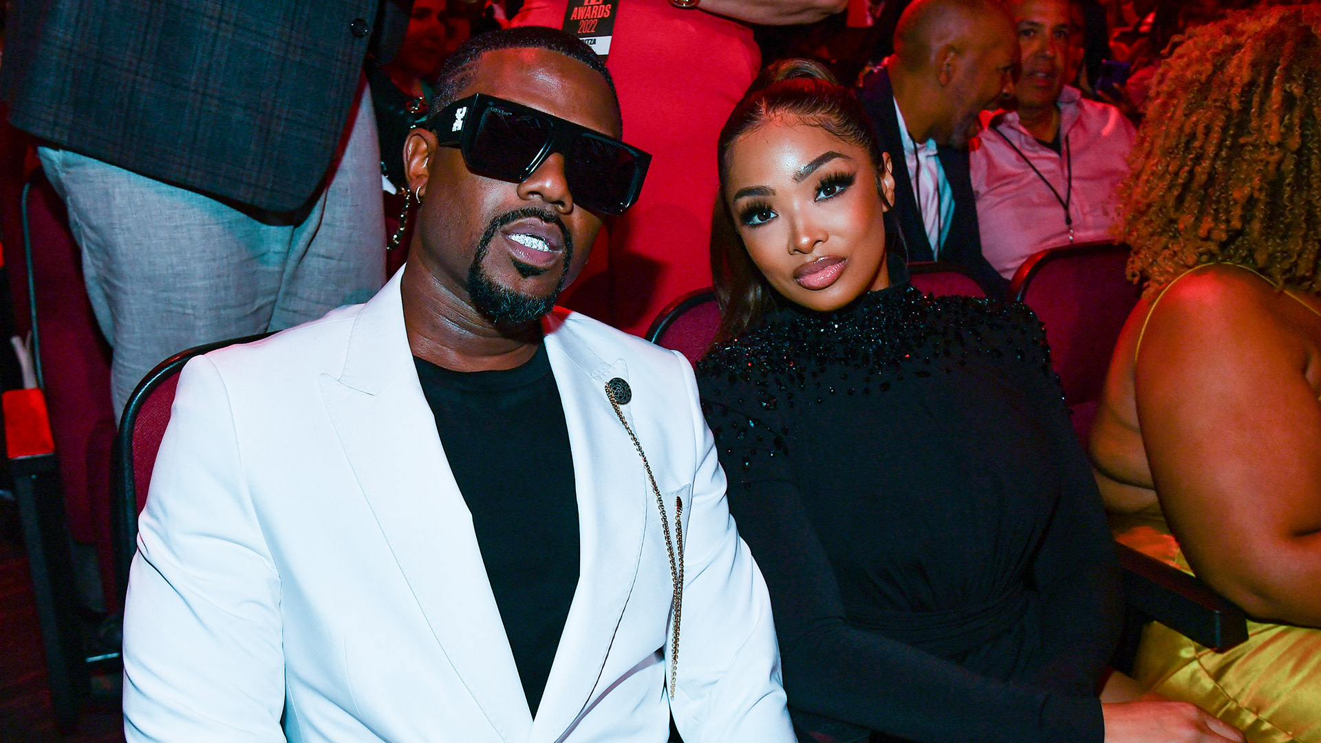 Ray J and Princess Love attend the 2022 BET Awards at Microsoft Theater on June 26, 2022 in Los Angeles, California.