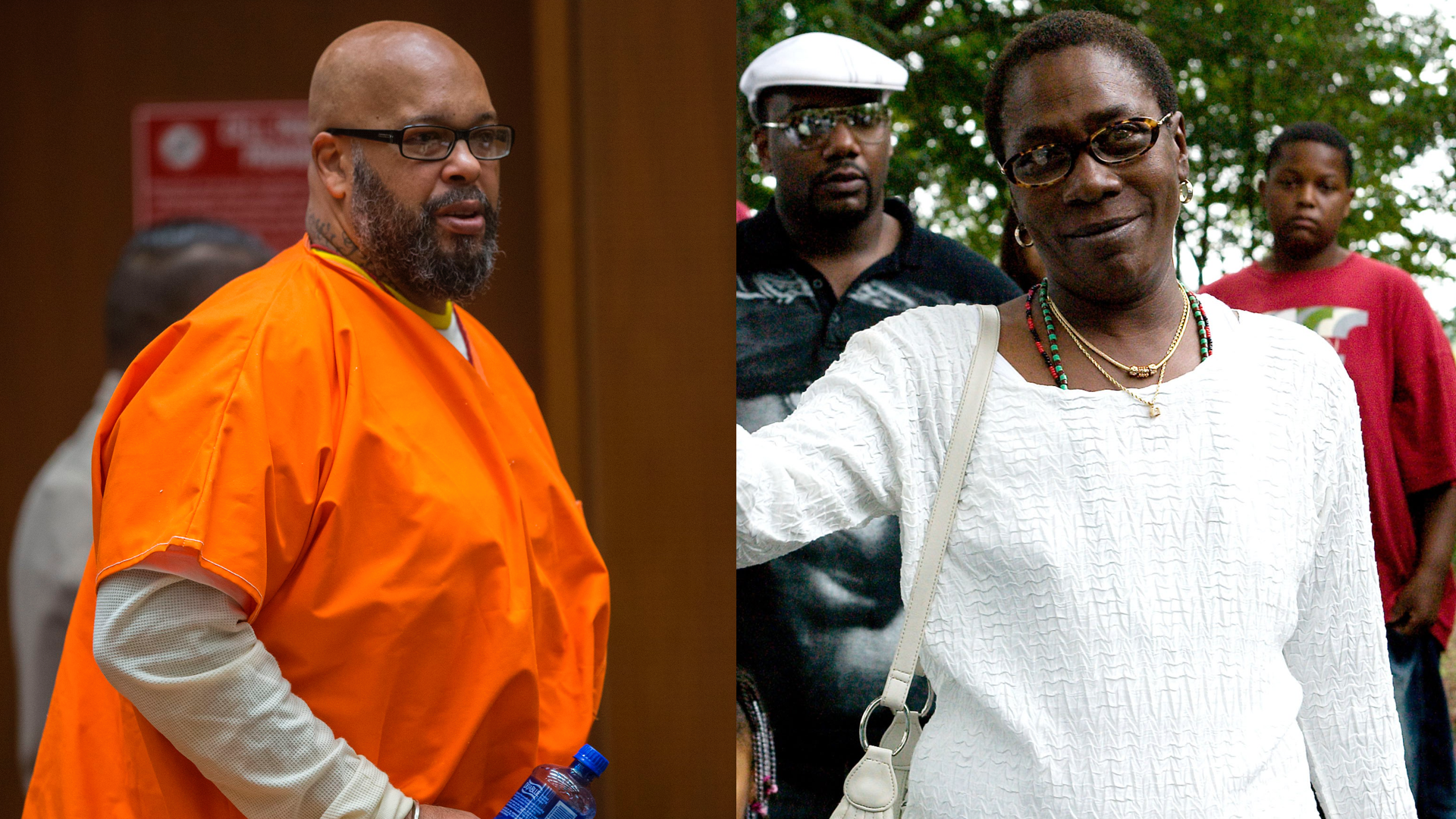 Death Row Records co-founder, Marion "Suge" Knight, appears at a pretrial court hearing on May 15, 2018 in Los Angeles, California. - Knight is charged with several crimes, including attempted murder and hit-and-run for allegedly ramming his pickup truck into two men, killing one of them, after a dispute on the set of the movie "Straight Outta Compton."

STONE MOUNTAIN, GA - SEPTEMBER 09: Afeni Shakur-Davis, mother of the late Tupac Shakur, gives a speech in the Peace Garden on September 9, 2006 in Stone Mountain, Georgia. 