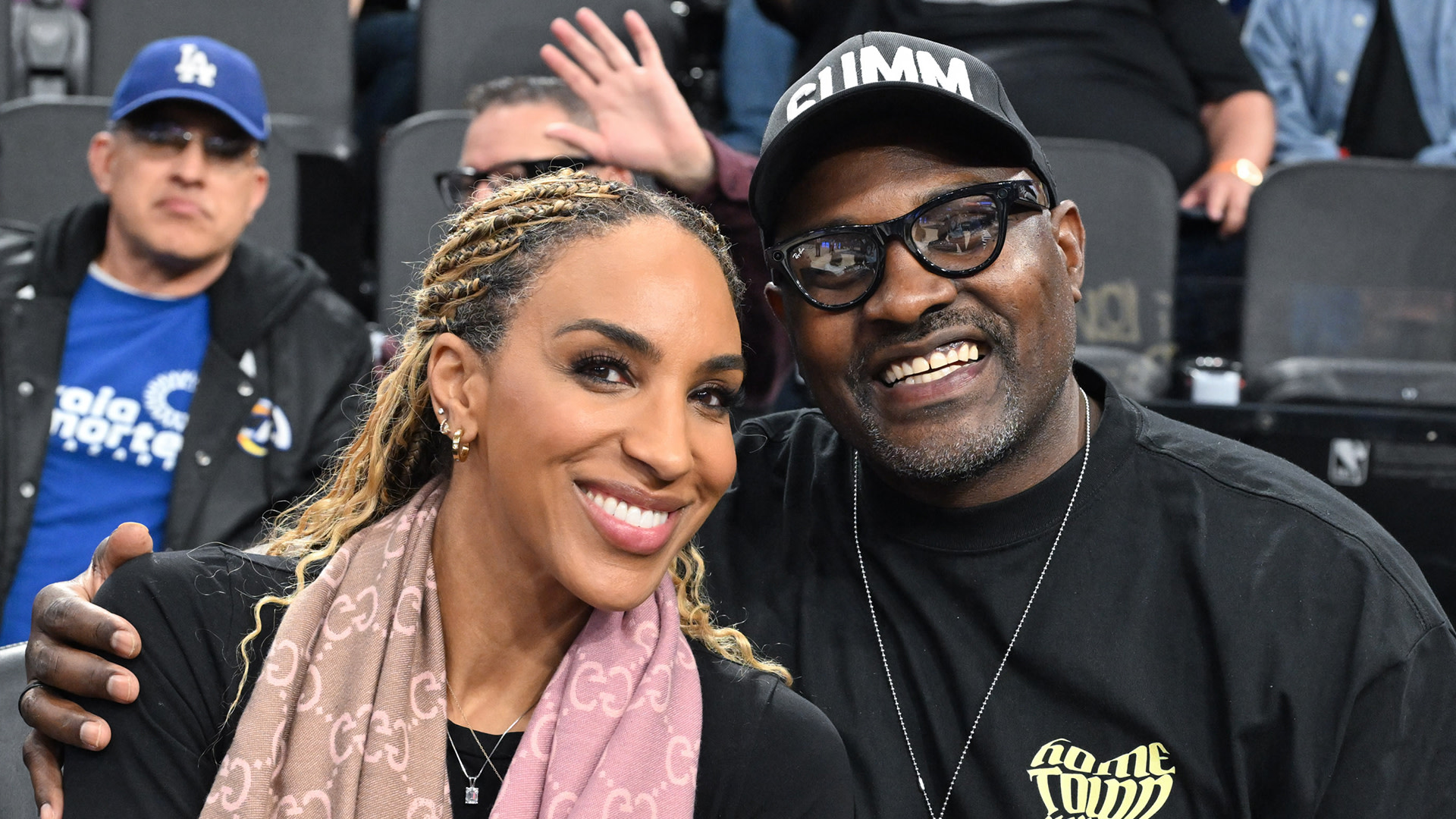 Annemarie Wiley (L) and Marcellus Wiley attend a basketball game between the Los Angeles Clippers and the Memphis Grizzlies at Intuit Dome on December 15, 2025 in Inglewood, California. 