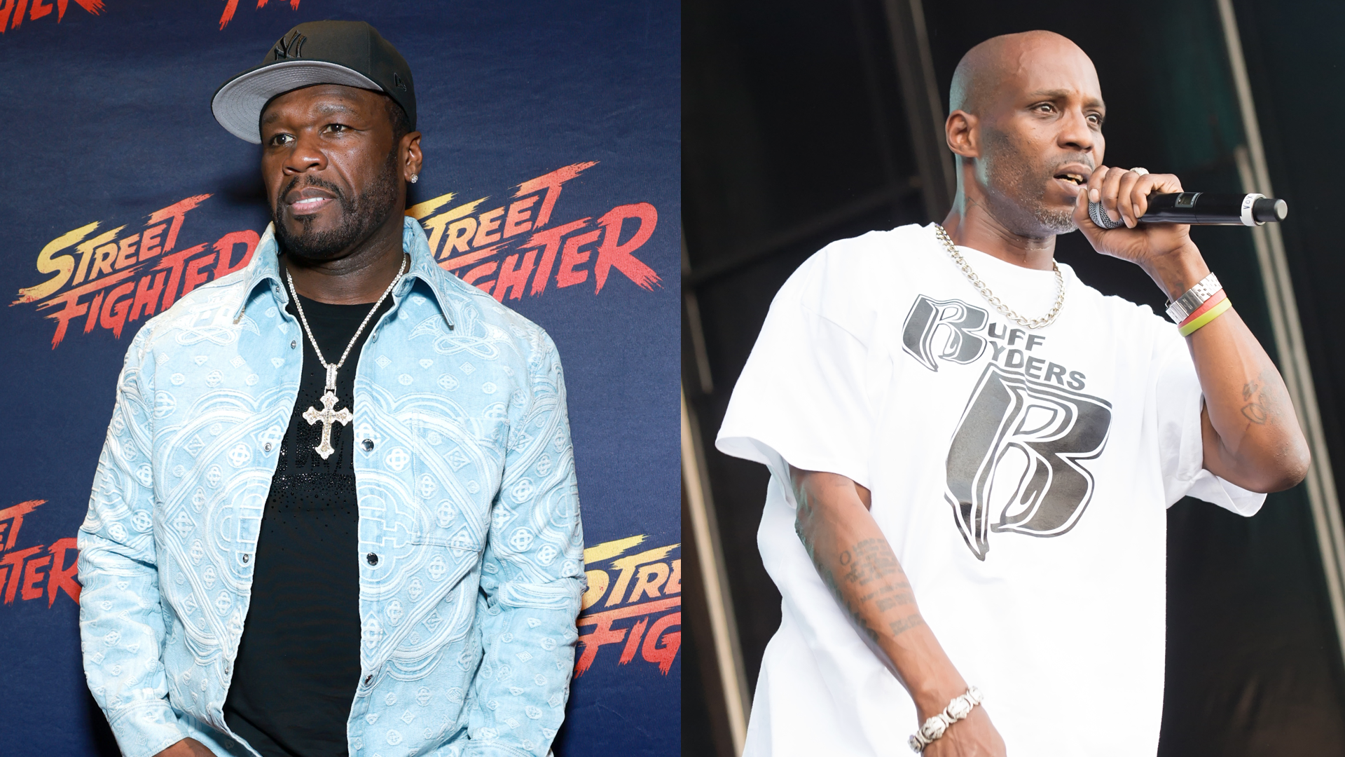 NEW YORK, NEW YORK - OCTOBER 14: Curtis Jackson aka 50 Cent attends the "Street Fighter" Planet Hollywood Event with Curtis "50 Cent" Jackson at Planet Hollywood New York on October 14, 2026, in New York, New York. 

PHILADELPHIA, PA - JUNE 04: Hip-hop artist DMX performs during 9th Annual Roots Picnic at Festival Pier at Penn's Landing on June 4, 2016 in Philadelphia, Pennsylvania.