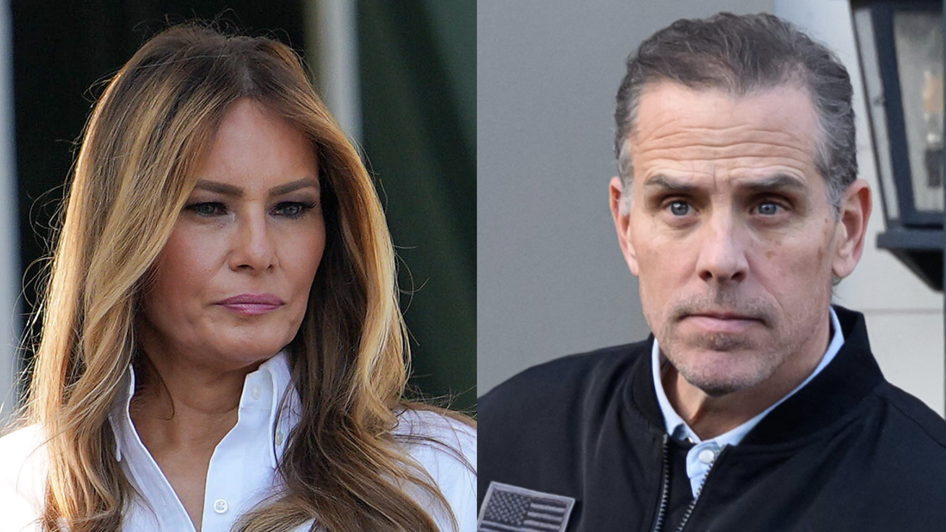 Melania Trump and Hunter Biden split image