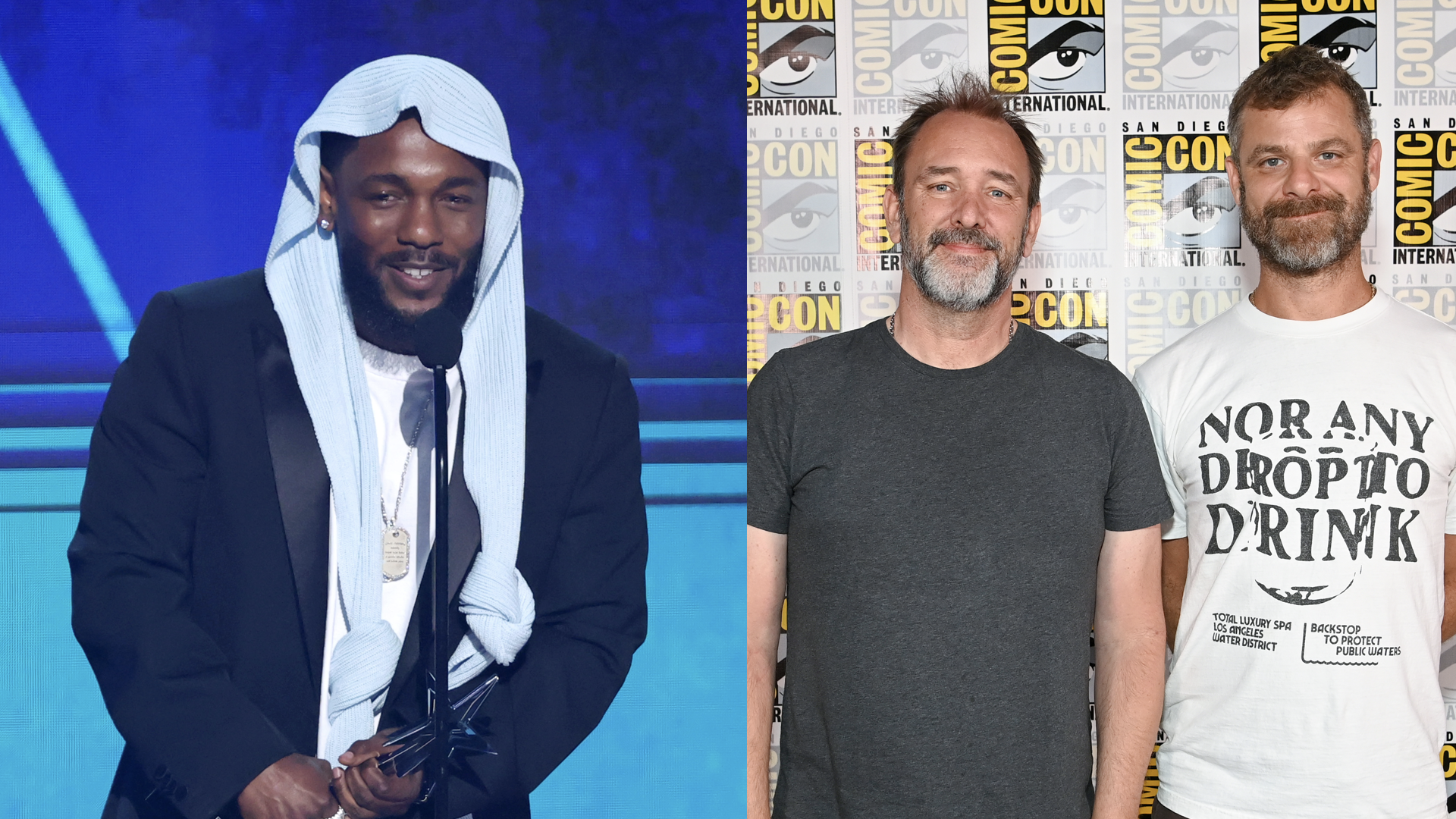 (L-R) Kendrick Lamar, Trey Parker and Matt Stone.