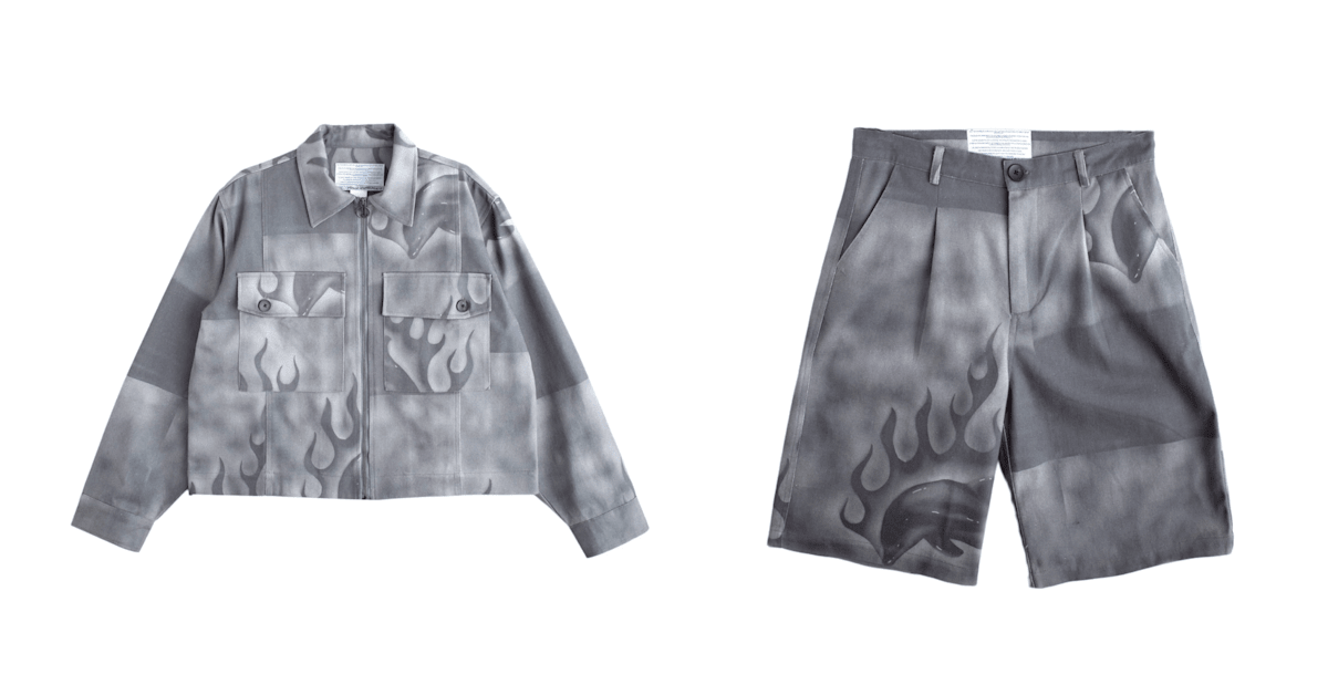 Jungles Jungles Flaming Dolphins Trucker Jacket and Shorts: How to Buy