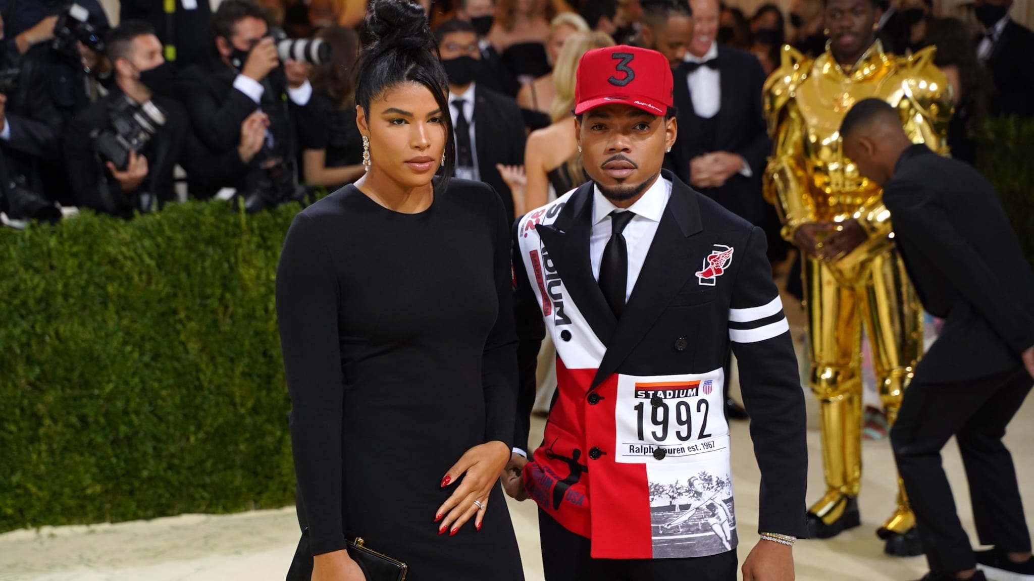 NEW YORK, NEW YORK - SEPTEMBER 13: Kirsten Corley and Chance the Rapper attend 2021 Costume Institute Benefit - In America: A Lexicon of Fashion at the Metropolitan Museum of Art on September 13, 2021 in New York City. 