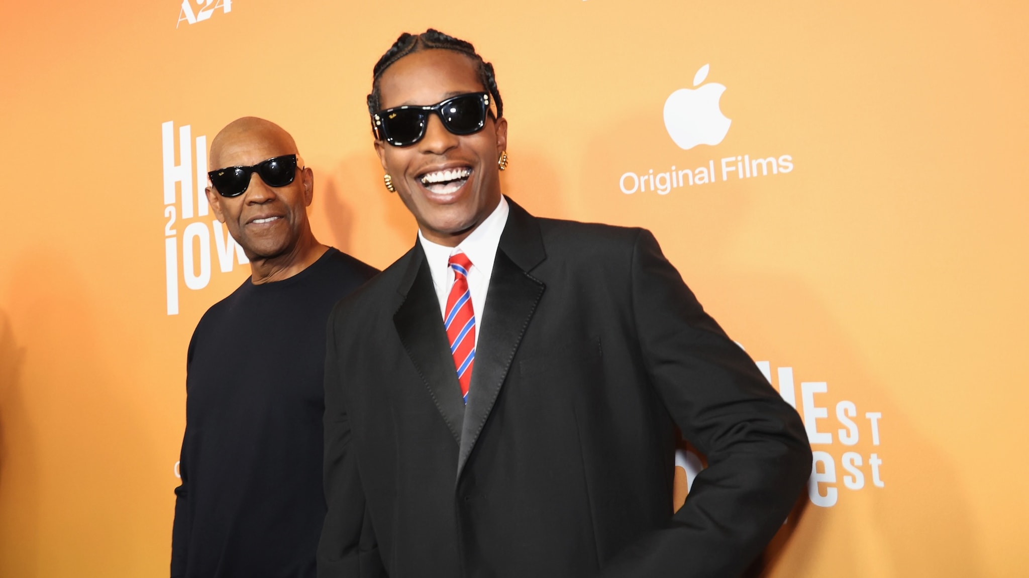 (L-R) Denzel Washington and ASAP Rocky.