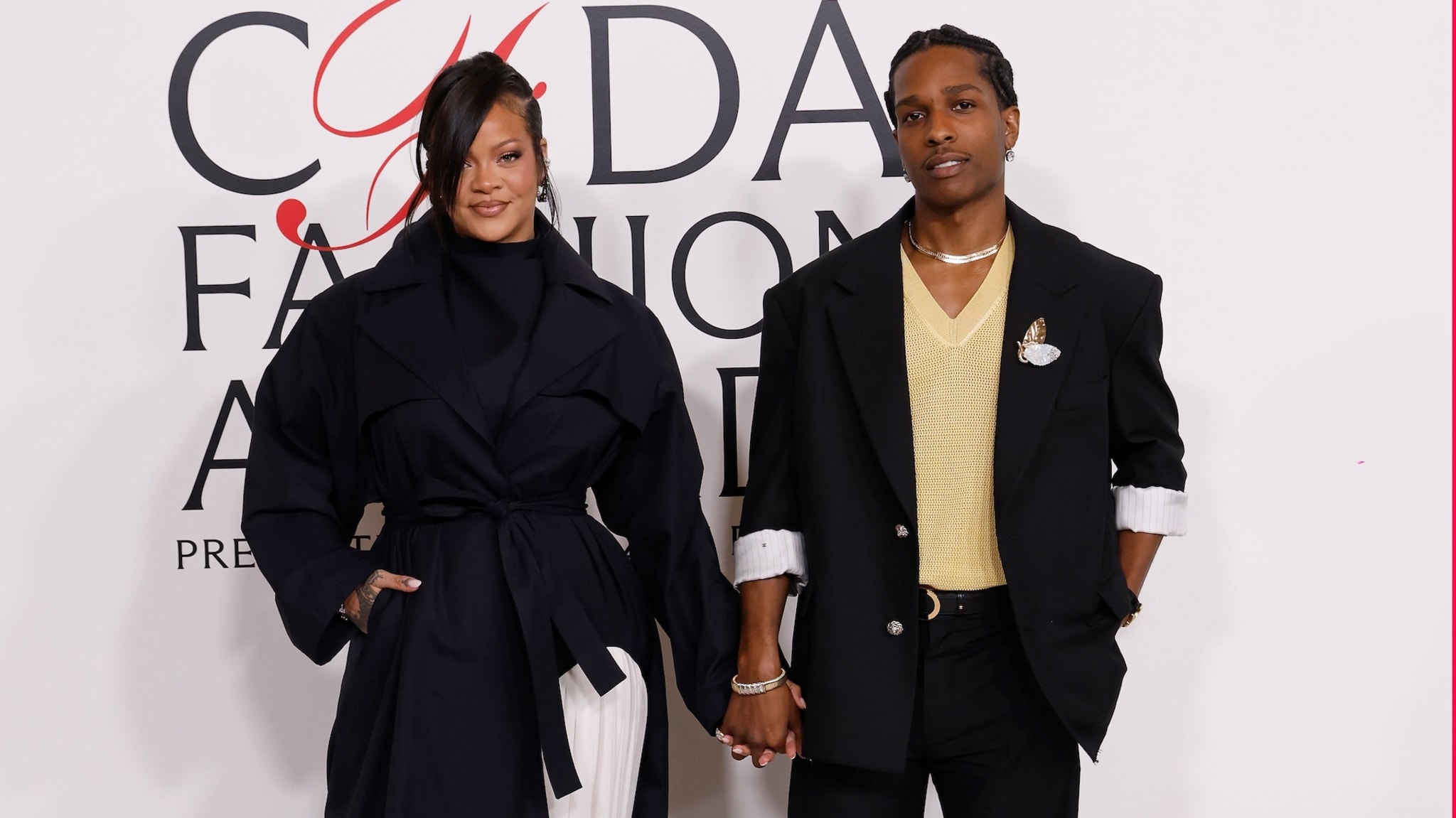 NEW YORK, NEW YORK - NOVEMBER 03: Rihanna and A$AP Rocky attend the 2025 CFDA Awards at American Museum of Natural History on November 03, 2025 in New York City.