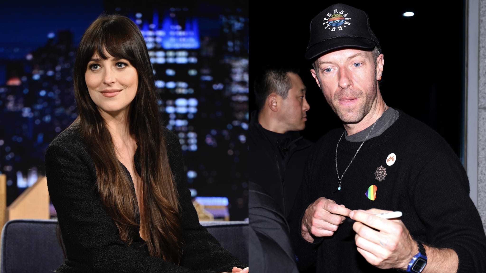 THE TONIGHT SHOW STARRING JIMMY FALLON -- Episode 2141 -- Pictured: Actress Dakota Johnson during an interview on Monday, June 2, 2025 
SEOUL, SOUTH KOREA - APRIL 14: Chris Martin of Coldplay is seen upon arrival at Gimpo International Airport on April 14, 2025 in Seoul, South Korea.