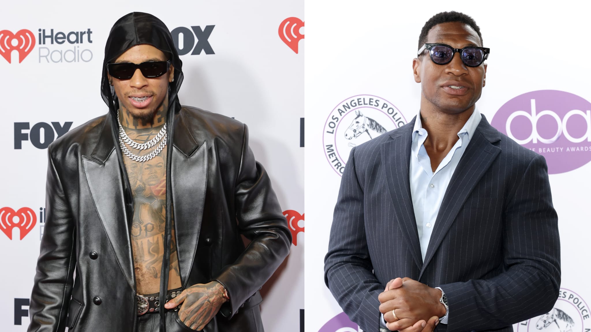 HOLLYWOOD, CALIFORNIA - MARCH 17: NLE Choppa attends 2025 iHeartRadio Music Awards at Dolby Theatre on March 17, 2025 in Hollywood, California. 

LOS ANGELES, CALIFORNIA - SEPTEMBER 21: Jonathan Majors attends the 7th Daytime Beauty Awards at Grand Venue on September 21, 2025 in Los Angeles, California.