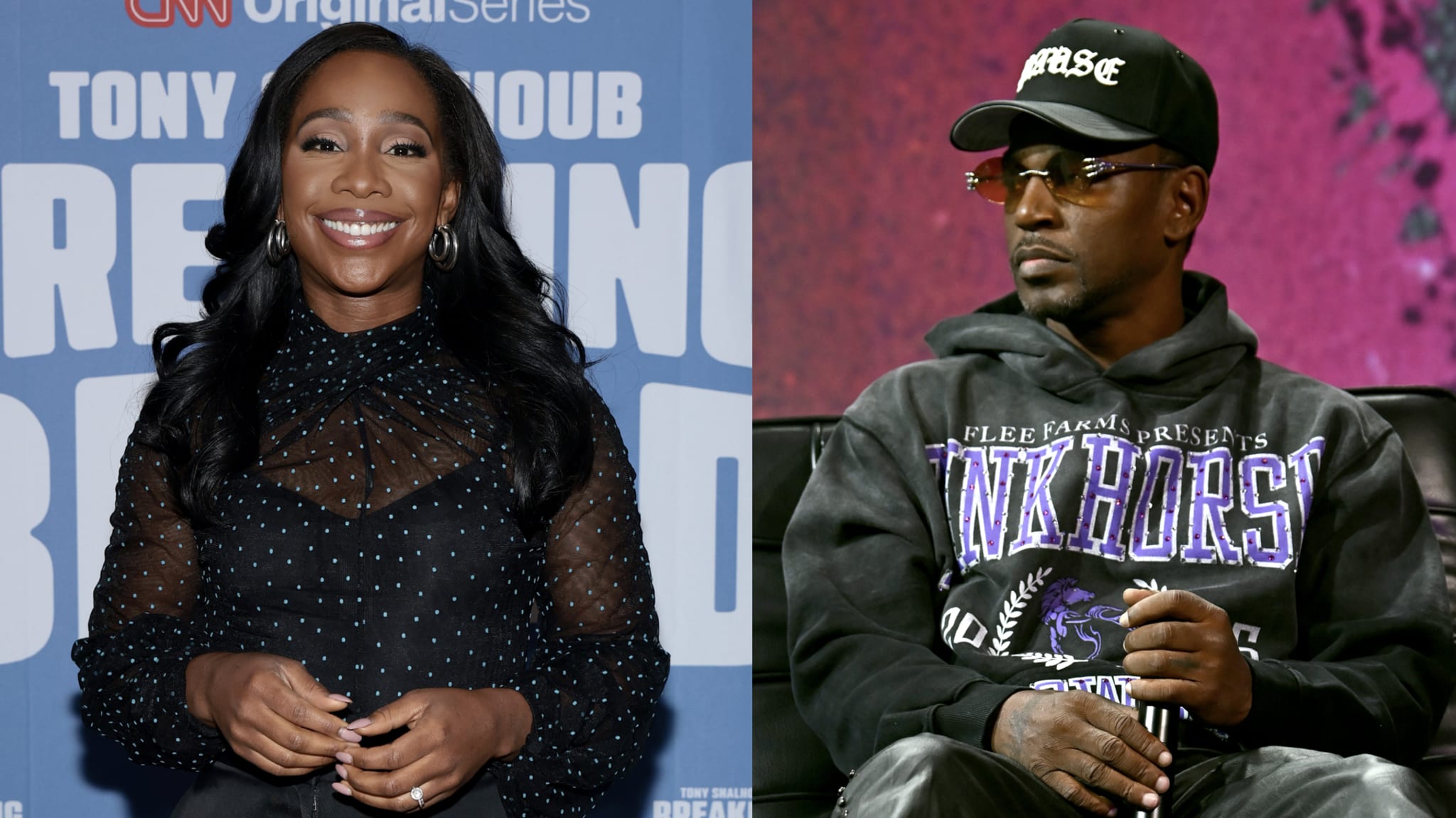 (L) Abby Phillip attends the CNN Breaking Bread with Tony Shalhoub Premiere Screening at Crosby Street Hotel on September 30, 2025 in New York City. (R) Cam’ron speaks onstage during "It Is What It Is Podcast. Special guest: Sexyy Red" at attends ComplexCon 2025 at the Las Vegas Convention Center on October 25, 2025 in Las Vegas, Nevada. 