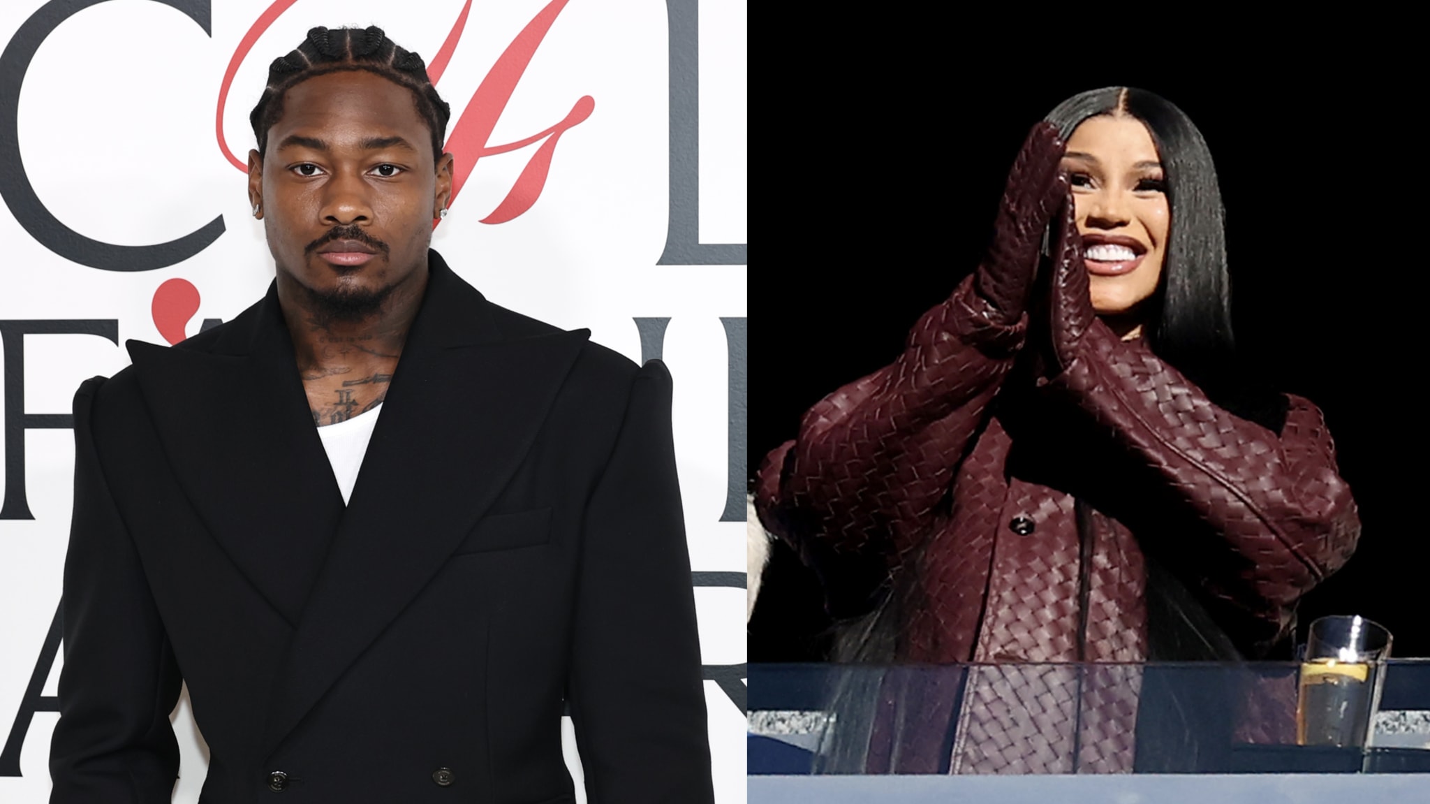 NEW YORK, NEW YORK - NOVEMBER 03: Stefon Diggs attends the 2025 CFDA Awards at The American Museum of Natural History on November 03, 2025 in New York City. (Photo by )

FOXBOROUGH, MASSACHUSETTS - NOVEMBER 02: Rapper Cardi B acknowledges the crowd during the game between the Atlanta Falcons and the New England Patriots at Gillette Stadium on November 02, 2025 in Foxborough, Massachusetts.