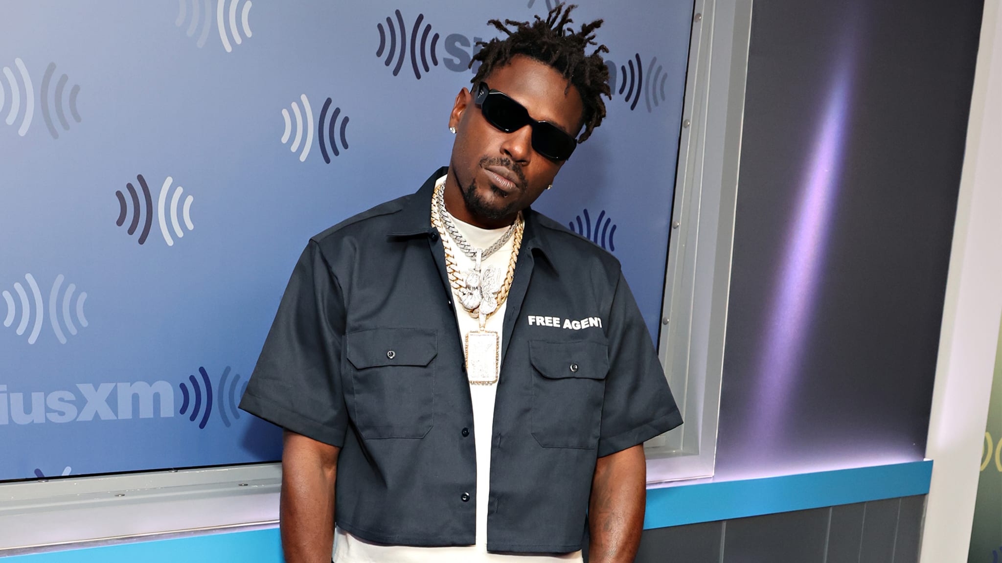 Antonio Brown visits the SiriusXM Studios on April 27, 2022 in New York City.