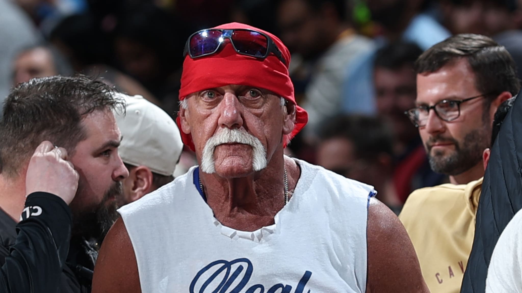 Hulk Hogan attends a game between the Cleveland Cavaliers and the Dallas Mavericks.