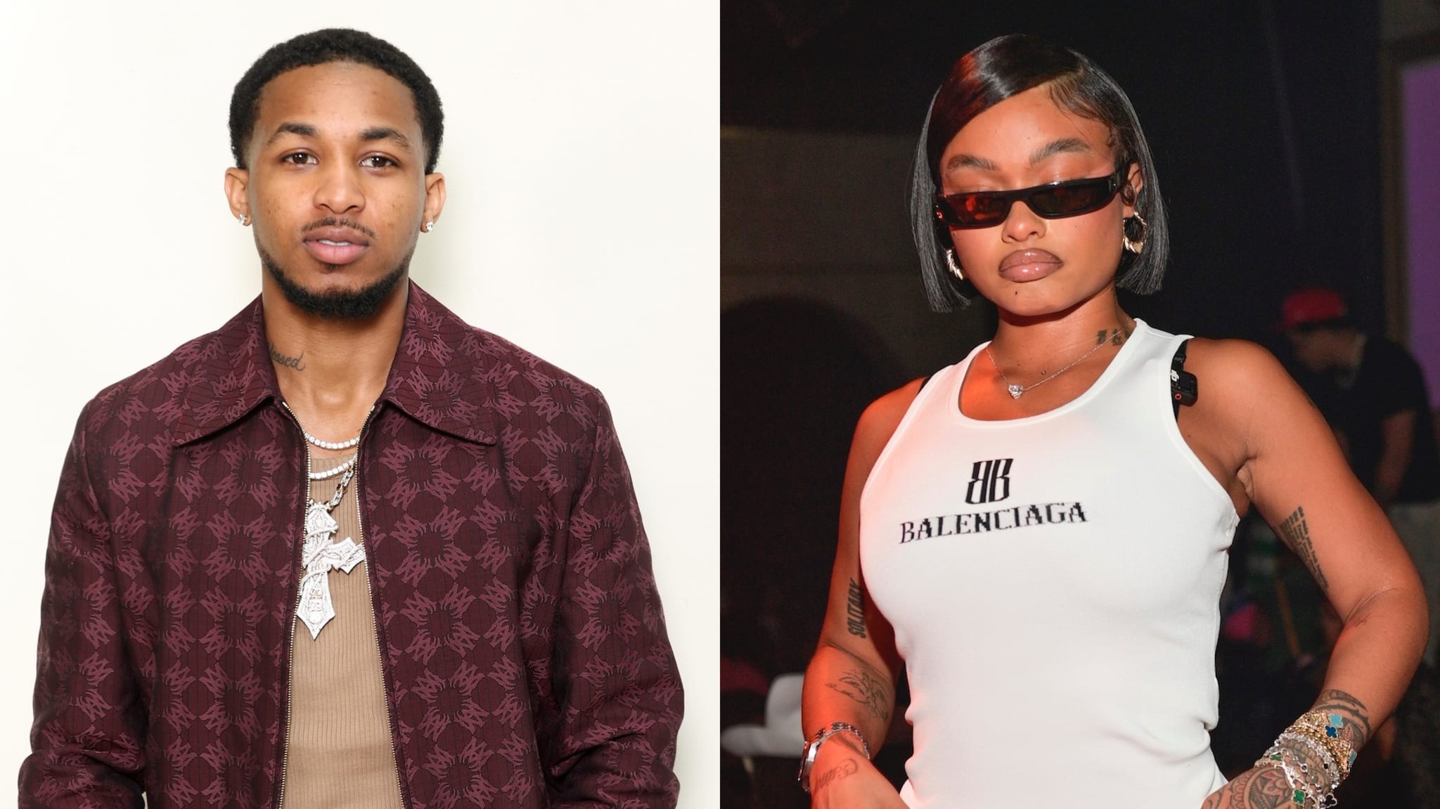 Split image of DDG and India Love.