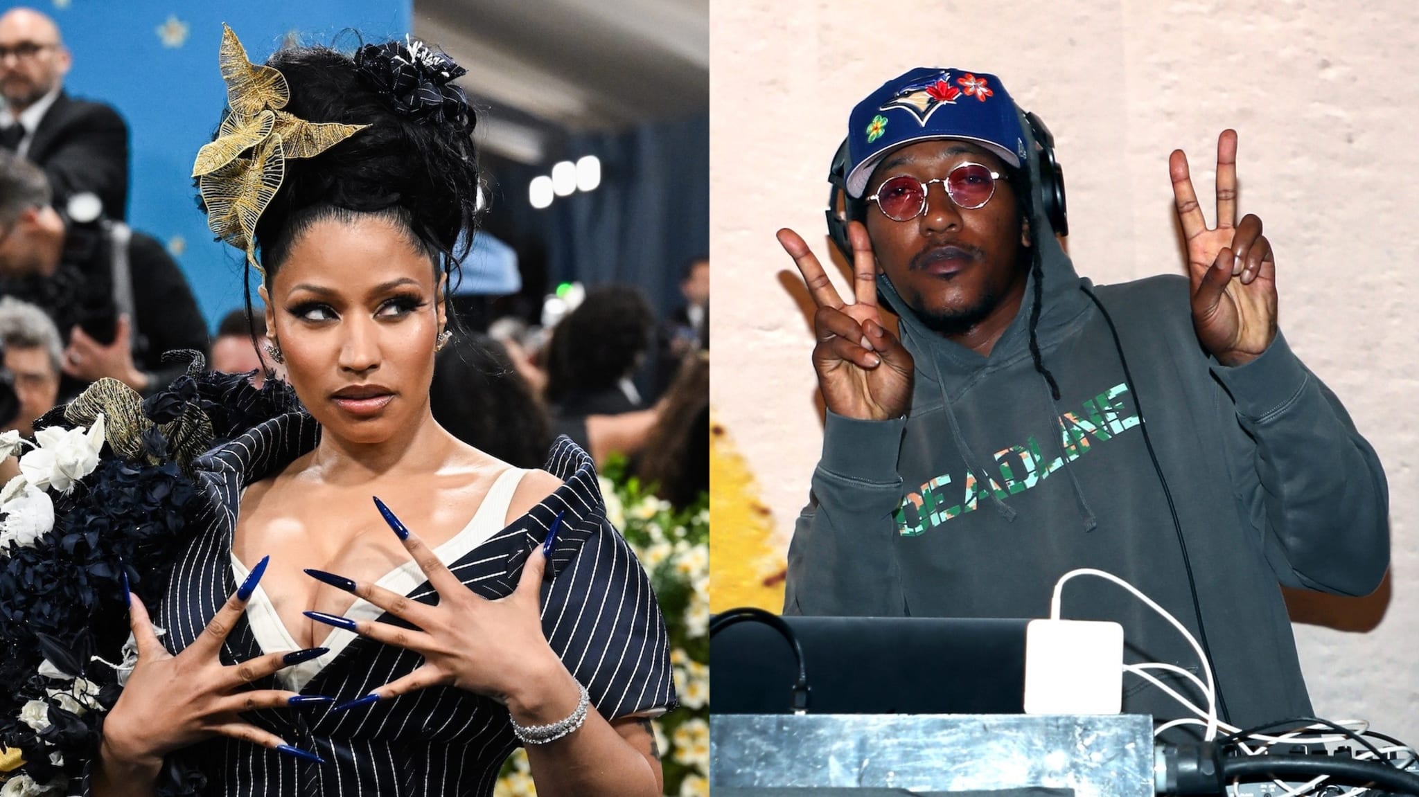 Split image of Nicki Minaj and MackWop.