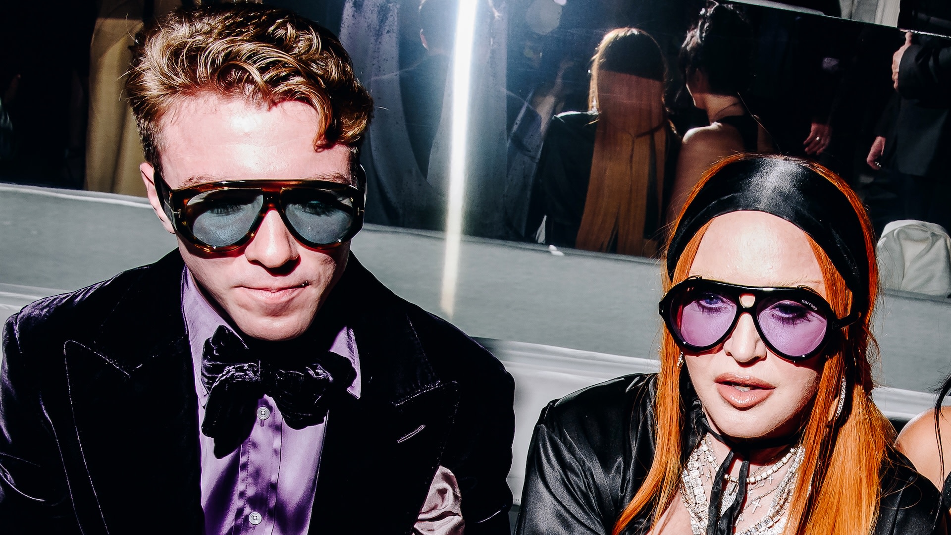 Rocco Ritchie, Madonna and Lourdes Leon at the Tom Ford Spring 2023 Ready-to Wear show. 
