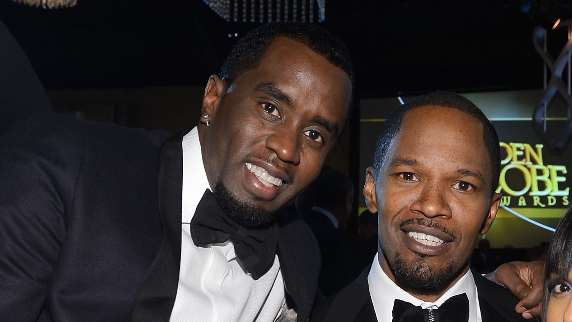 Sean Combs and actors Jamie Foxx and Kerry Washington at the 70th Annual Golden Globe Awards held at the Beverly Hilton Hotel on January 13, 2013. 