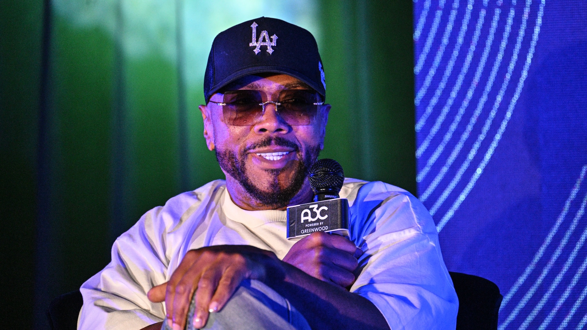 ATLANTA, GEORGIA - SEPTEMBER 30: Timbaland speaks during 2023 A3C Day 2 on September 30, 2023 in Atlanta, Georgia.
