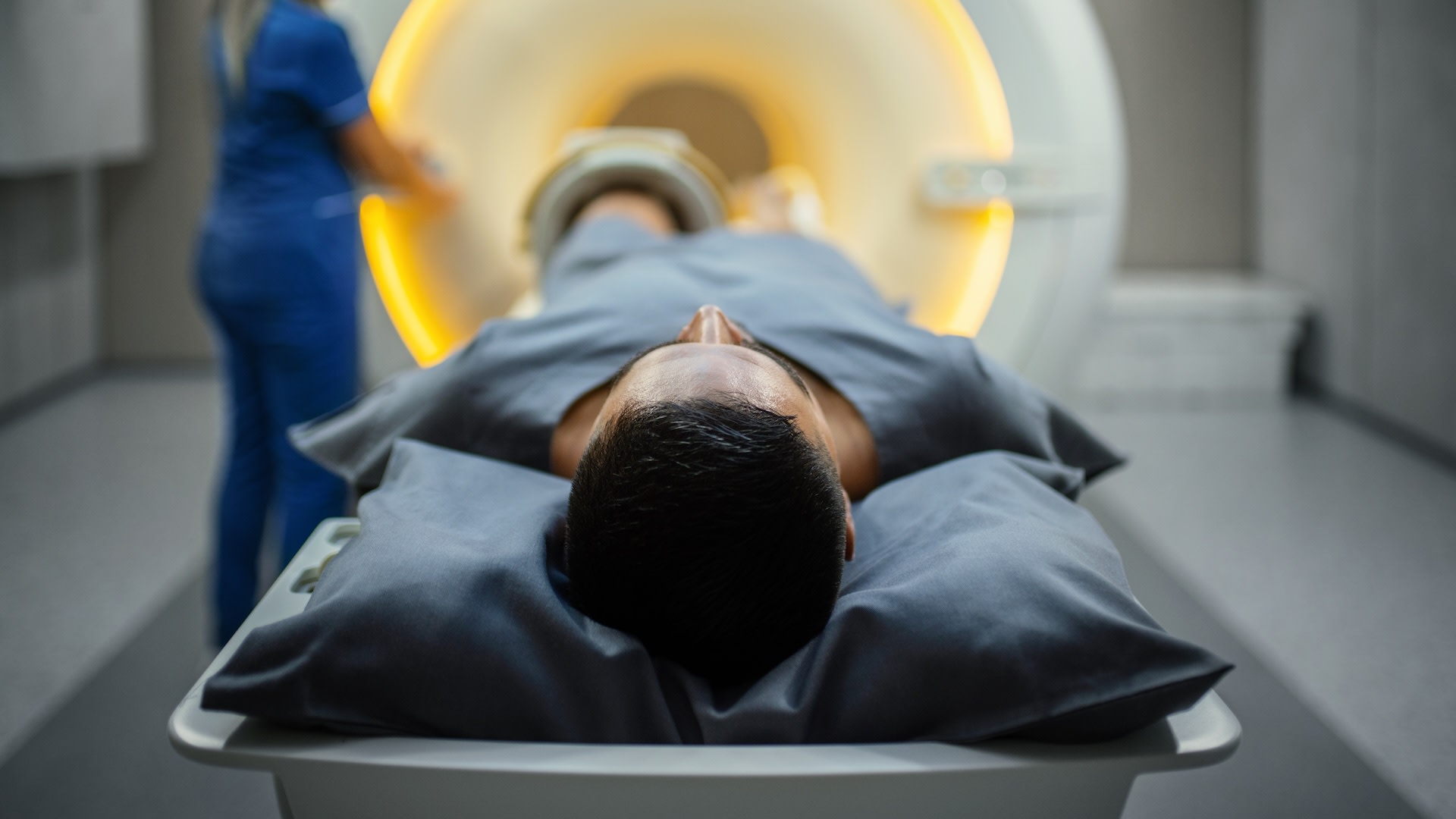 A man in an MRI machine.