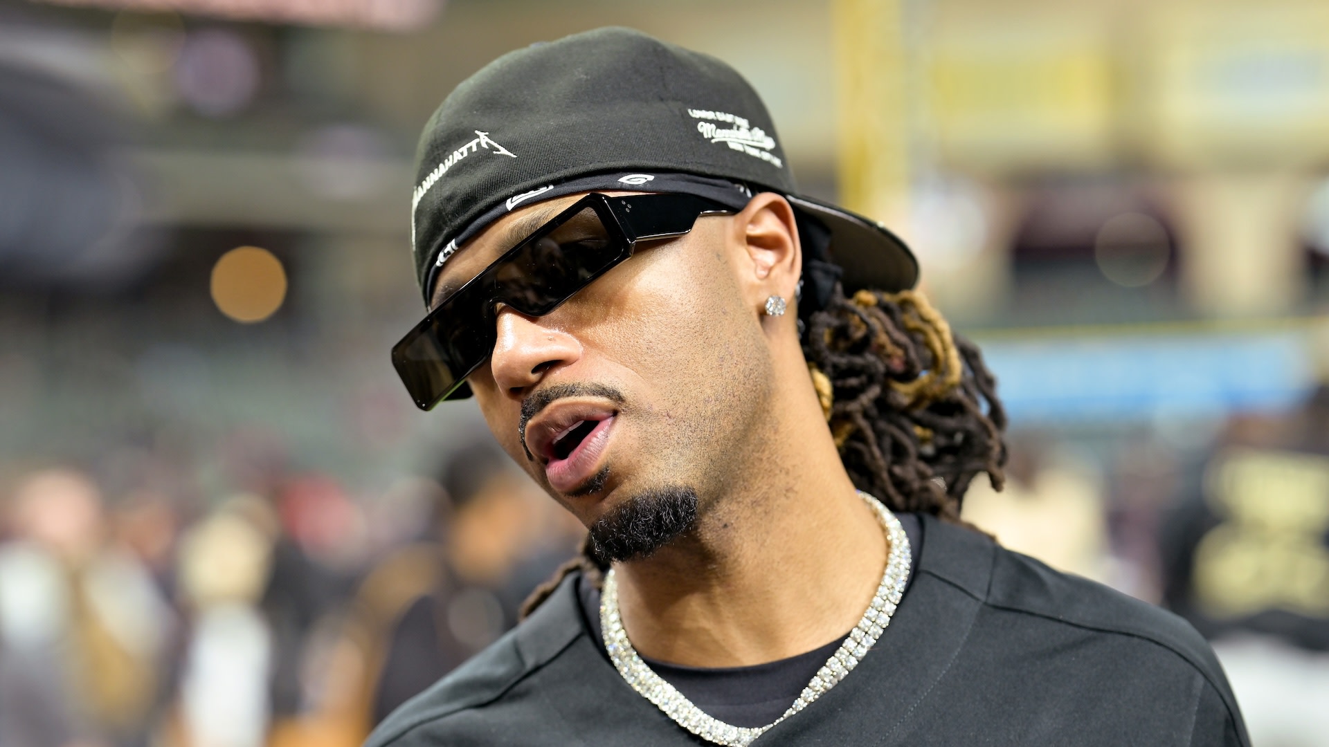 HOUSTON, TEXAS - FEBRUARY 13: Metro Boomin attends the 2025 Cactus Jack Foundation HBCU Celebrity Softball Classic at Daikin Park on February 13, 2025 in Houston, Texas.