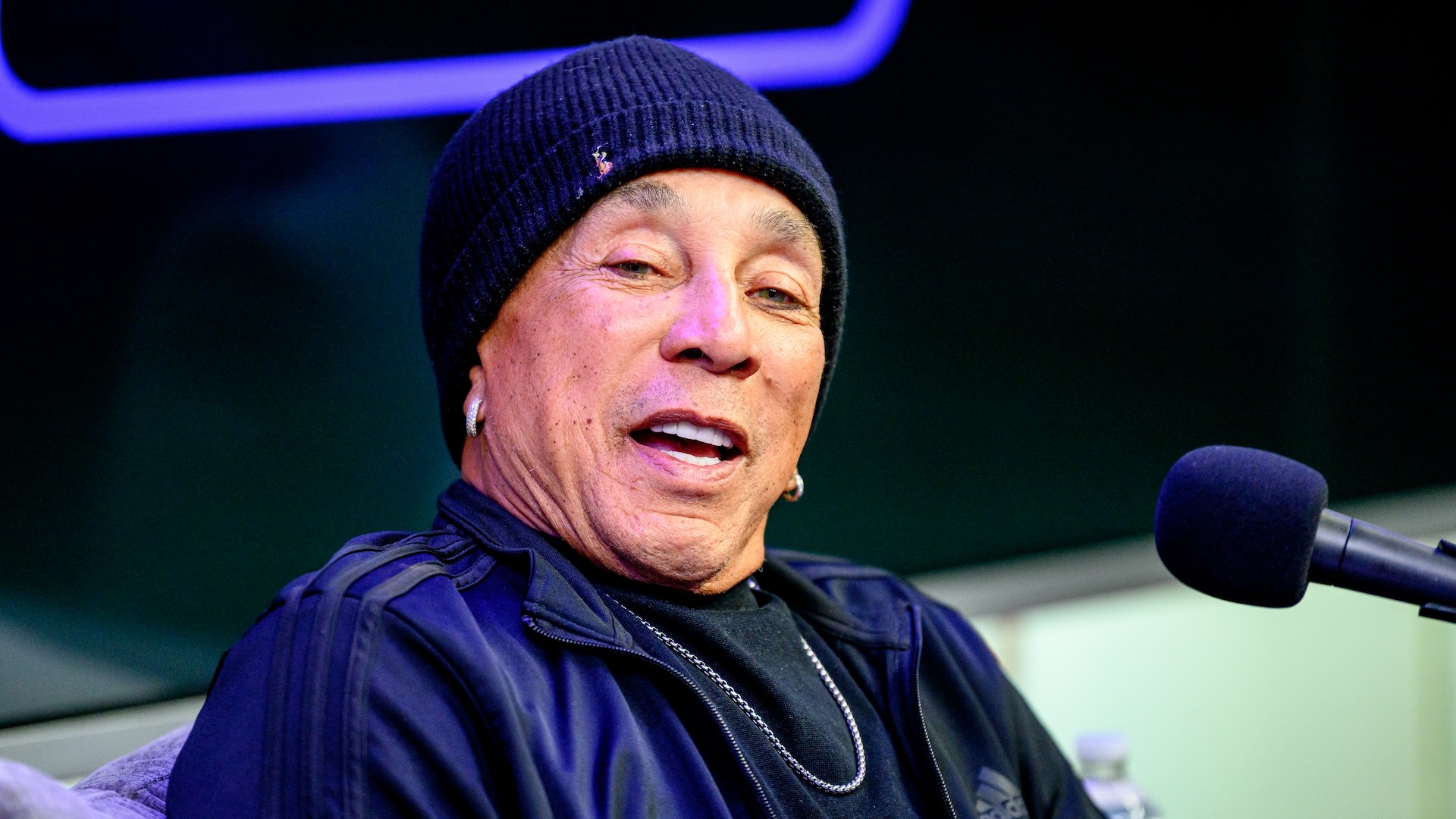 NEW YORK, NEW YORK - APRIL 23: Smokey Robinson with Moderator Stevie Van Zandt discuss the new album "What the World Needs Now" at SiriusXM Studios on April 23, 2025 in New York City.