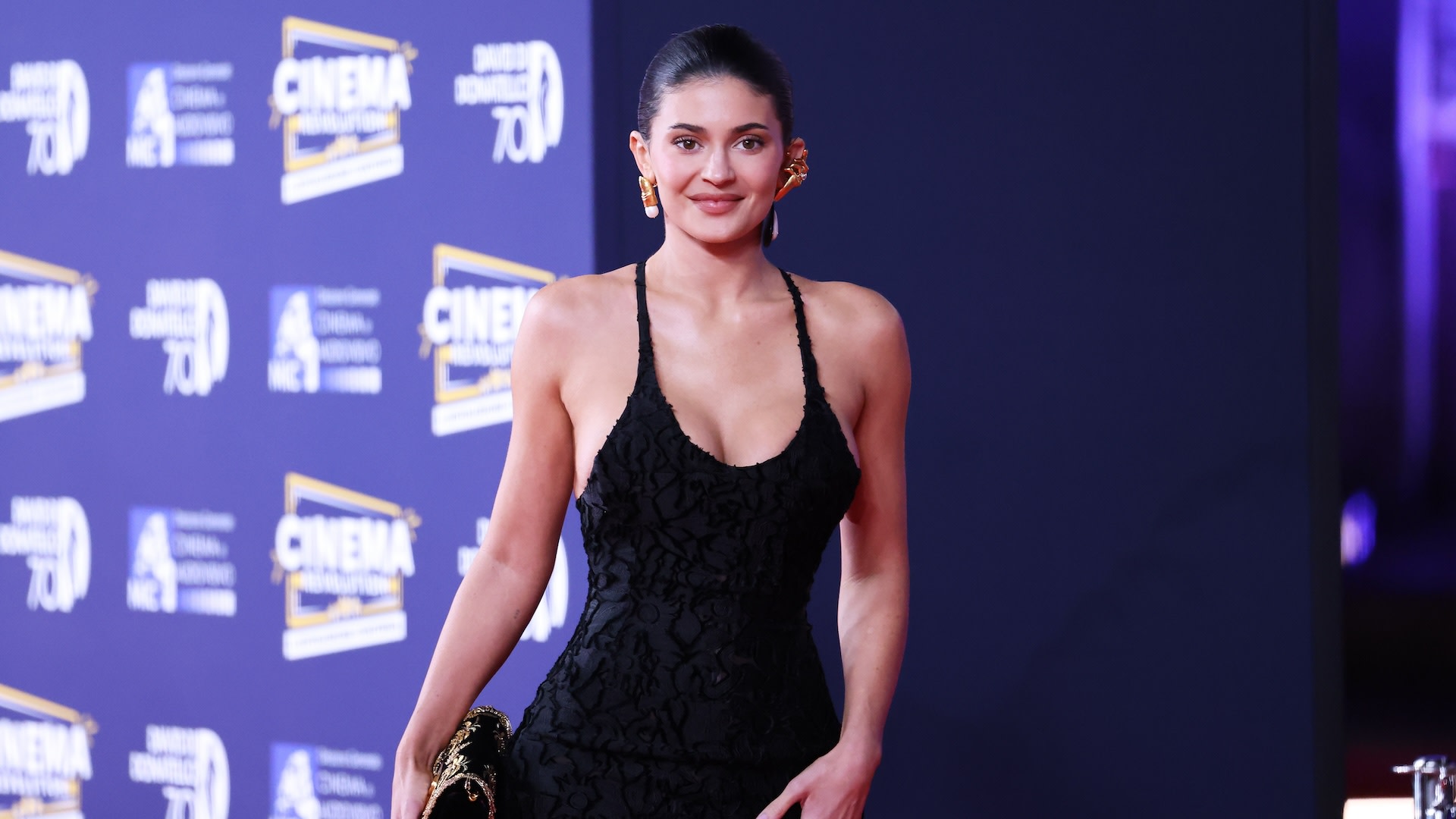ROME, ITALY - MAY 07: Kylie Jenner attends the red carpet during the 70th David Di Donatello at Cinecitta Studios on May 07, 2025 in Rome, Italy.