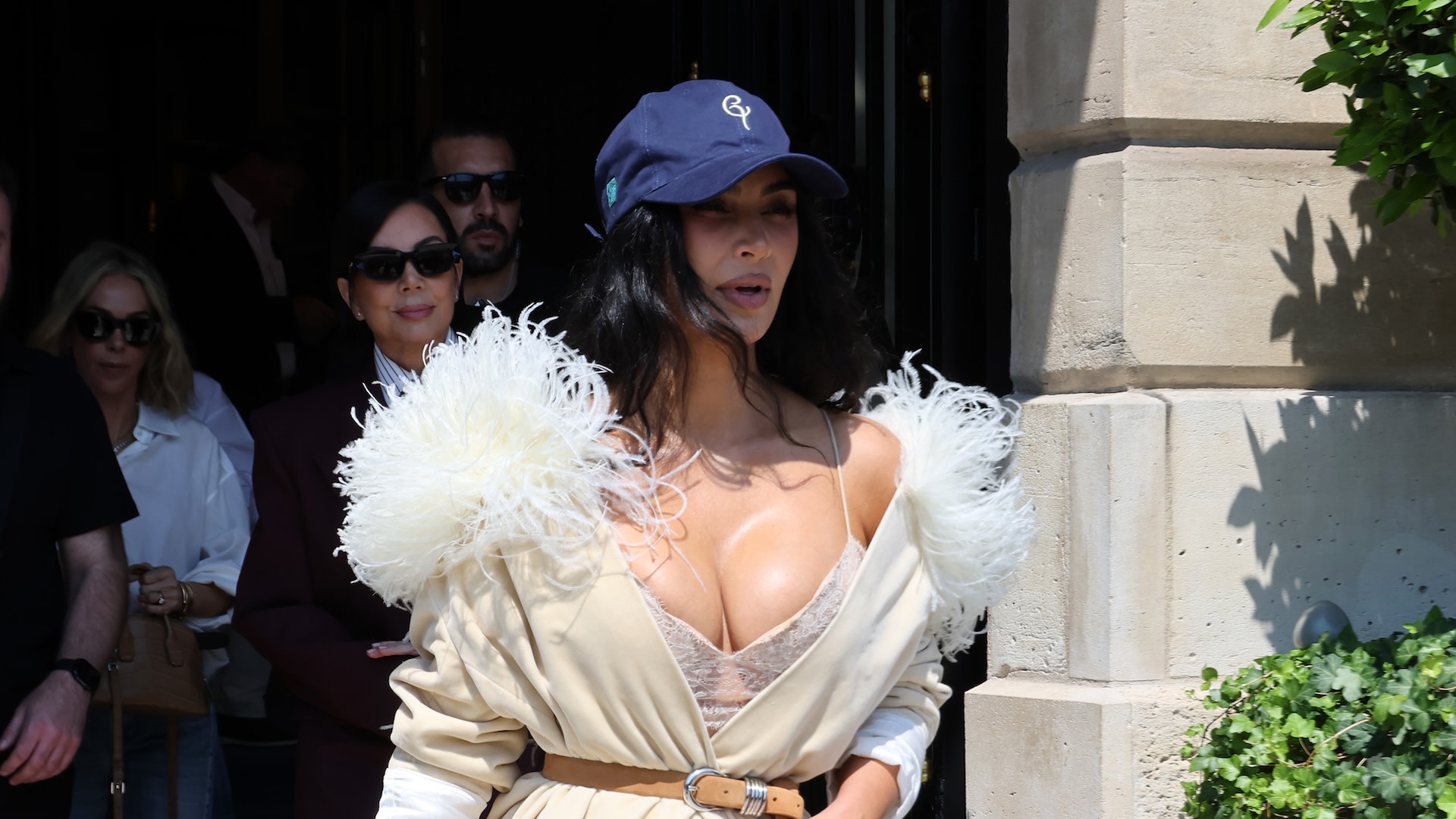 PARIS, FRANCE - MAY 14: Kim Kardashian is seen leaving Ritz hotel on May 14, 2025 in Paris, France.